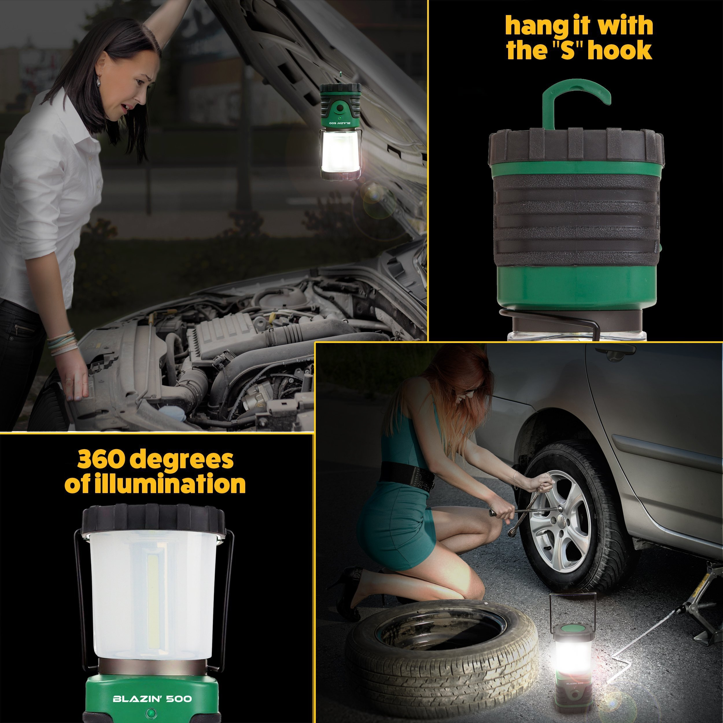 Blazin Ultra Bright Camping Lantern - Waterproof, Portable & Lightweight, 500 Lumens Battery Operated Camping Light - Ideal For Camping, Hurricane, Power Outages & Emergencies