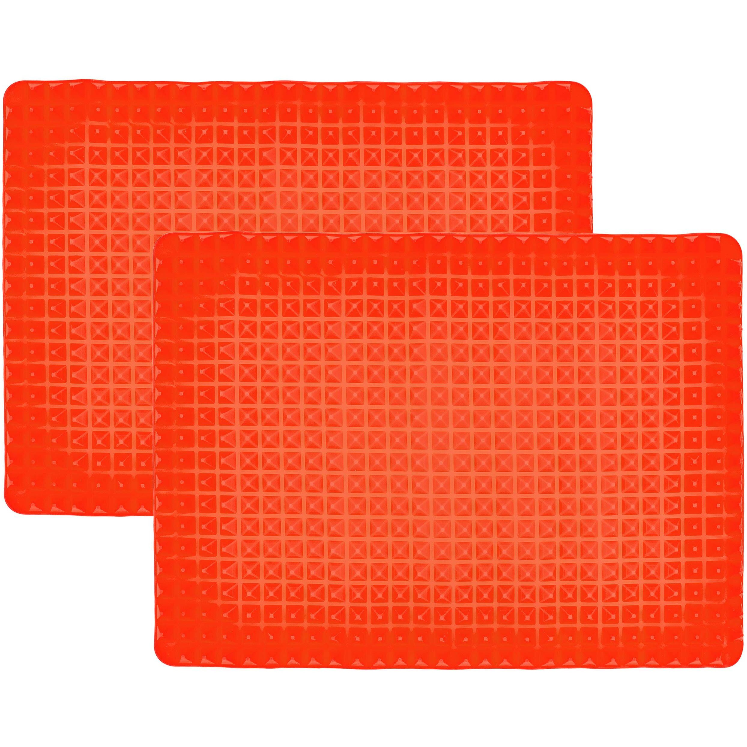 Healthy Homewares Raised Silicone Baking Sheet Non-Stick Cooking Mat Oven Tray Liner, Red Set Of 2