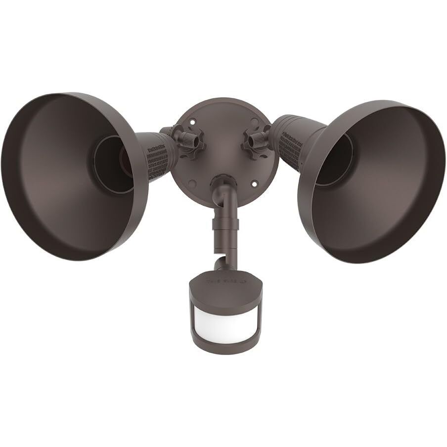 Halo 180 Motion Activated Sensor Outdoor Security Flood Light With Lamp Cover, Bronze