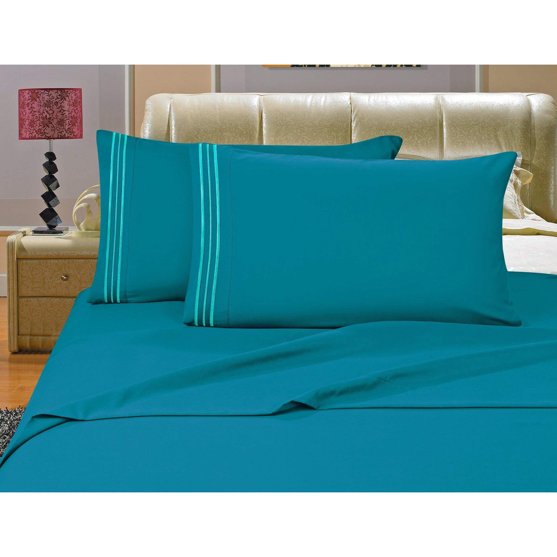 Elegant Comfort Bedding Collection 4-Piece Bed Sheet Set 1500 Premier Hotel Quality Wrinkle Free With Deep Pockets, Full, Turqouise