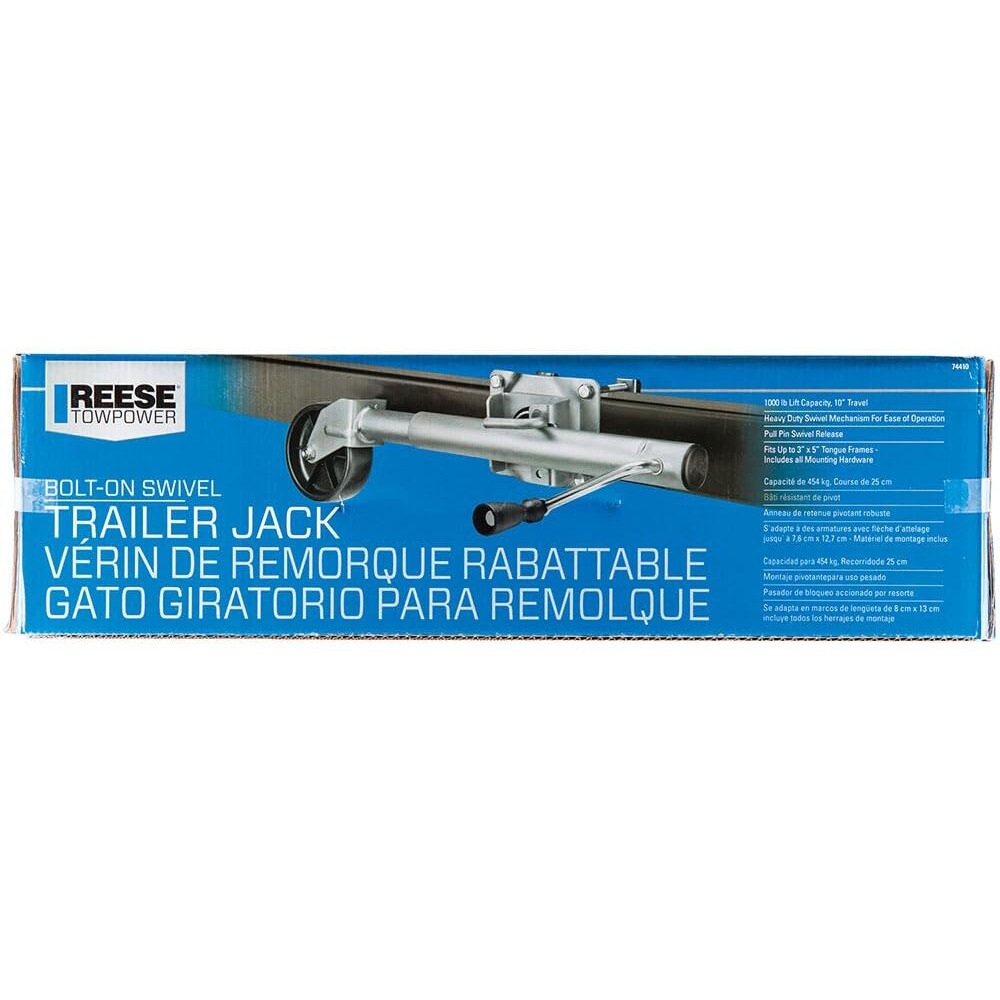 Reese Towpower 74410 Trailer Jack, Heavy-Duty Swivel Mount, 6-Inch Wheel, Chrome