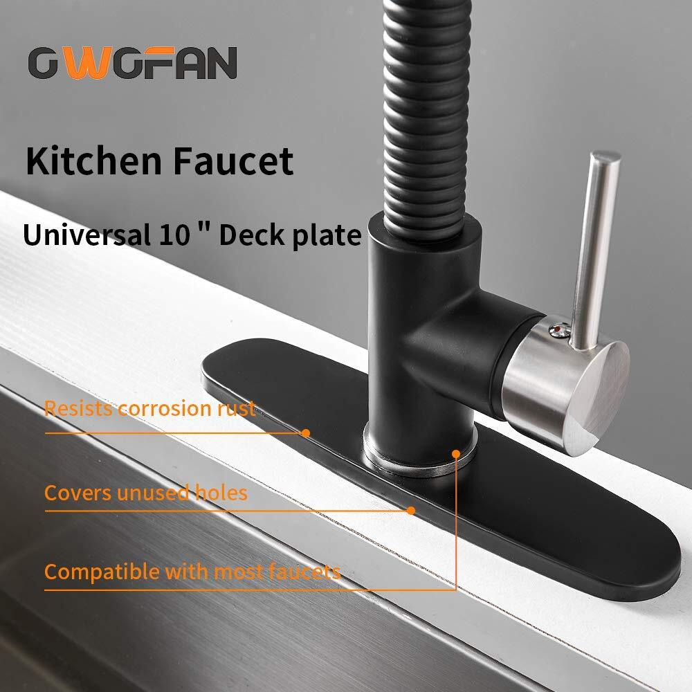 Owofan Hole Cover Deck Plate Escutcheon For Bathroom Or Kitchen Sink Faucet Single Hole Mixer Tap, 10 Inch Stainless Steel Black Wf-4102R