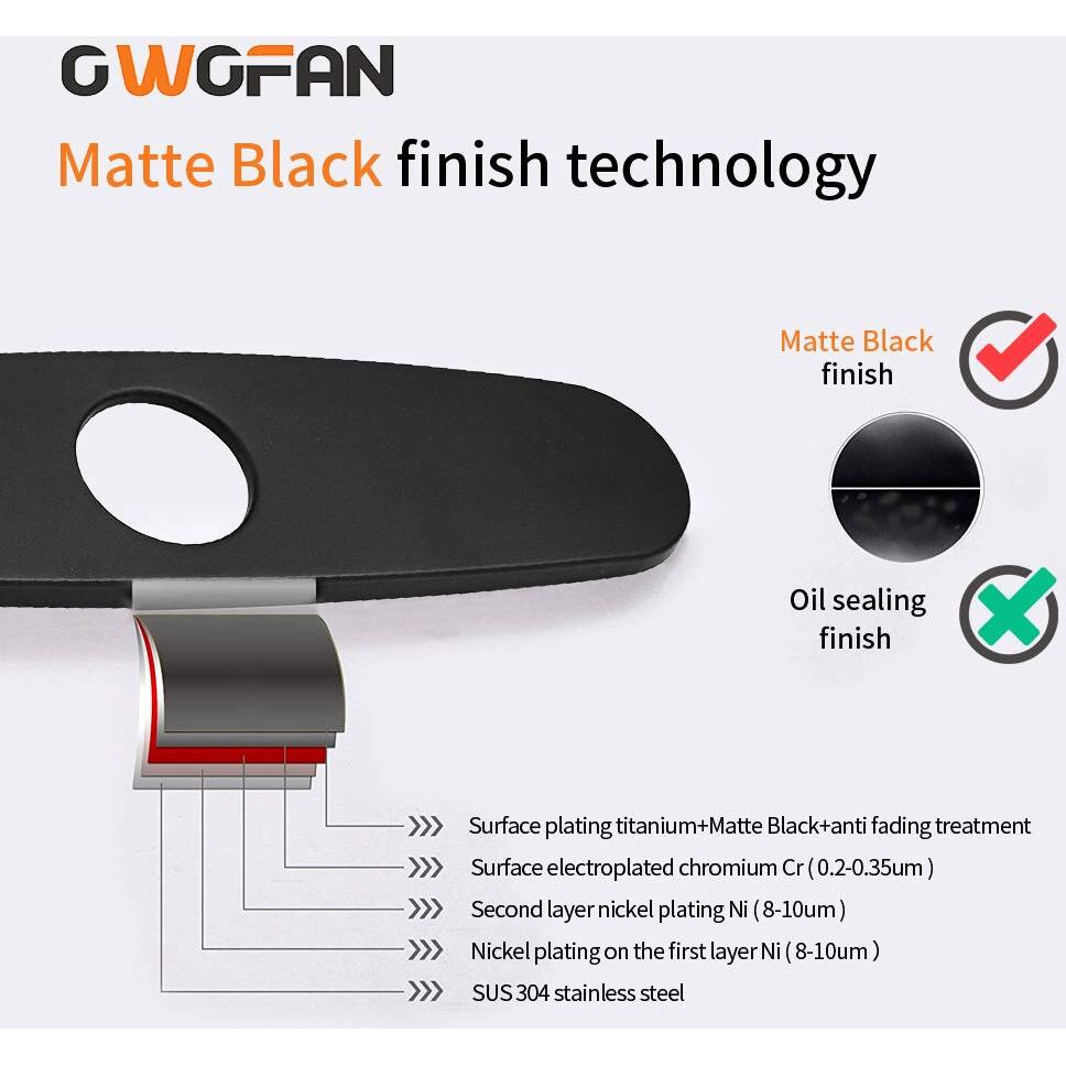 Owofan Hole Cover Deck Plate Escutcheon For Bathroom Or Kitchen Sink Faucet Single Hole Mixer Tap, 10 Inch Stainless Steel Black Wf-4102R