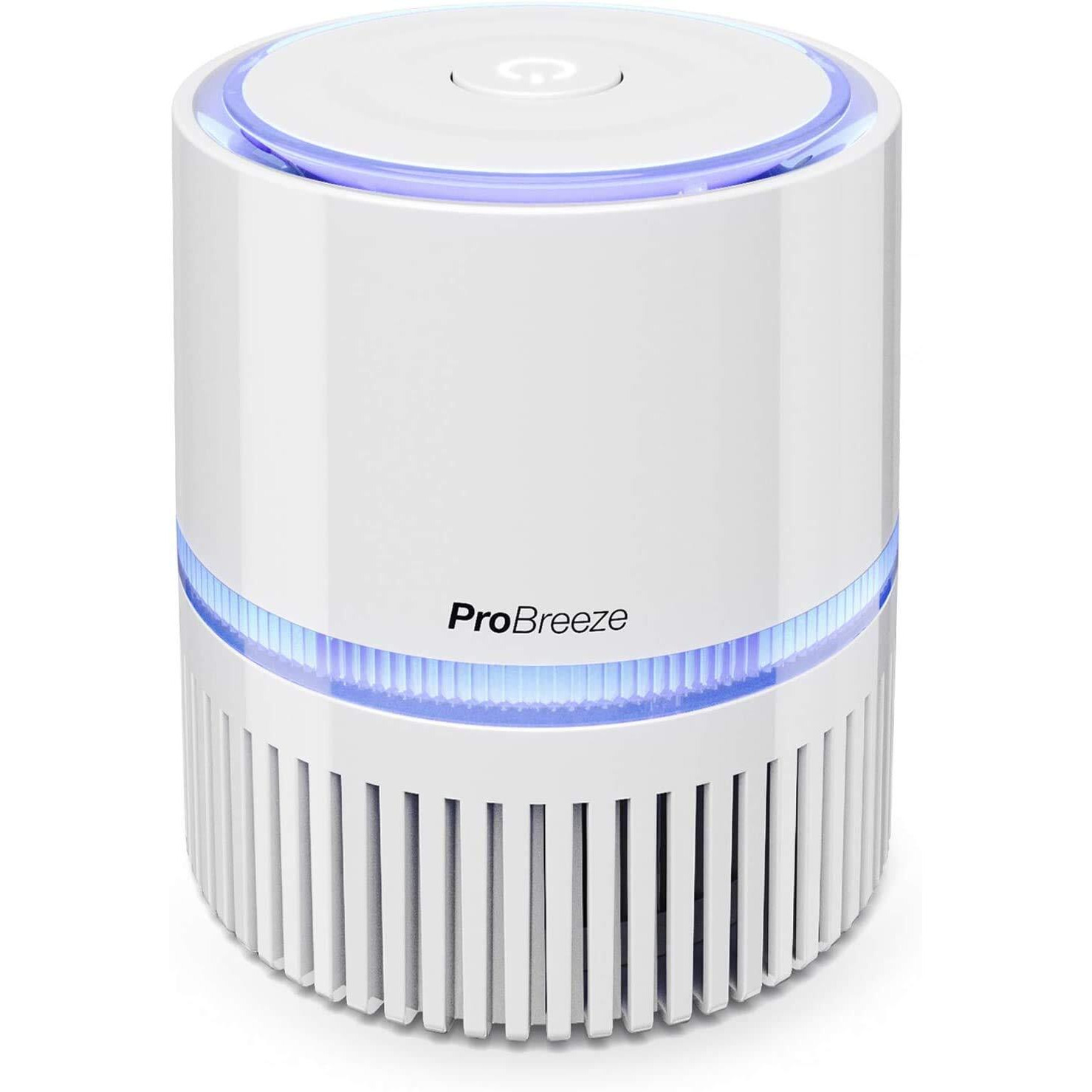 Pro Breeze Small Air Purifier Hepa - Air Purifier With True Hepa Filter, 99.7% Smoke, Dust, Pollen, With Night Light And Negative Ion Generator - Desktop Air Purifiers For Bedroom, Room, Home Office