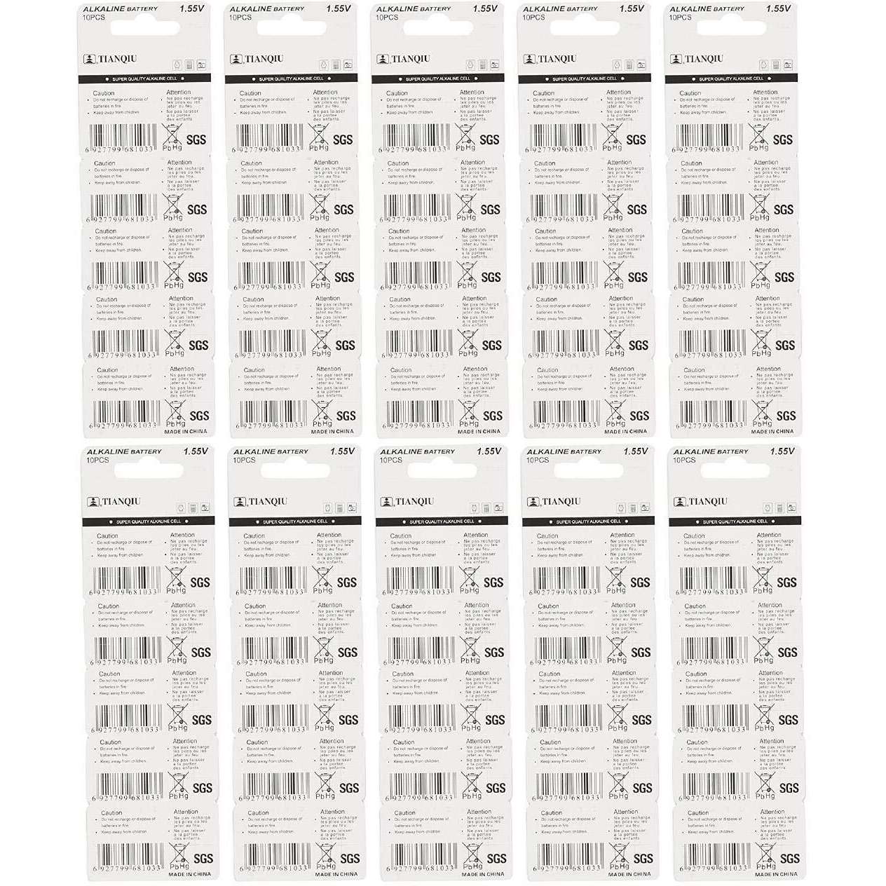 100 Ag3 392 Lr41 Alkaline Batteries Sr41 Buttton Cell (10 Pack Of 10. 100 Total)