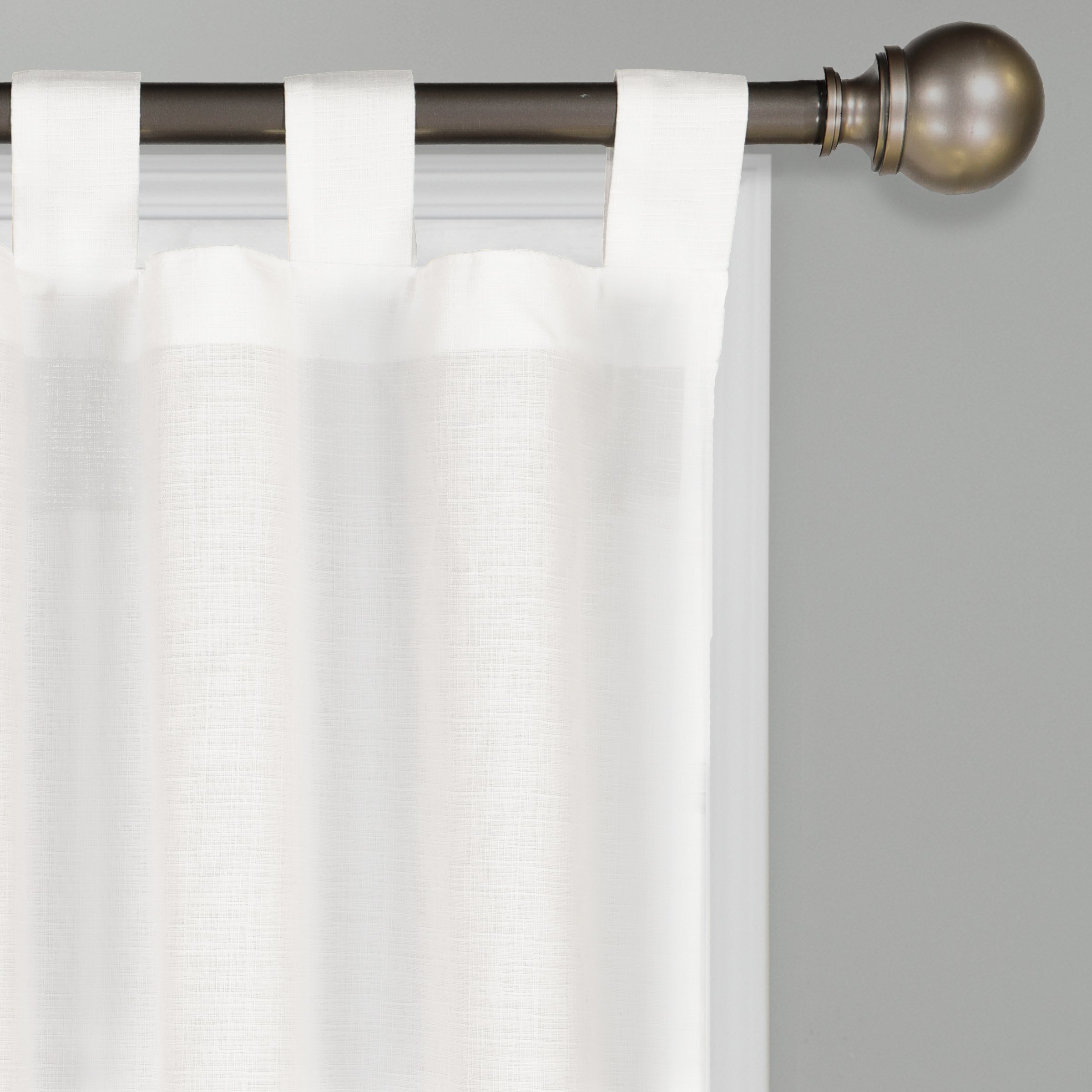 Pairs To Go Montana Modern Decorative Tab Top Window Curtains For Bedroom Or Living Room (2 Panels), 60"" X 63"", White