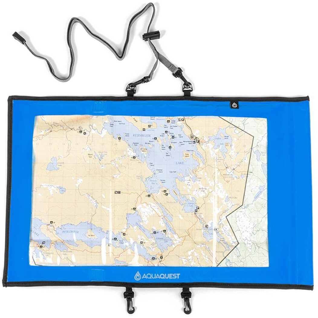 Aquaquest Trail Map Case - 100% Waterproof Dry Bag Map Protector - Outdoor Document Holder With Clear Window & Lanyard- For Hiking, Kayaking, Marine, Travel - Blue