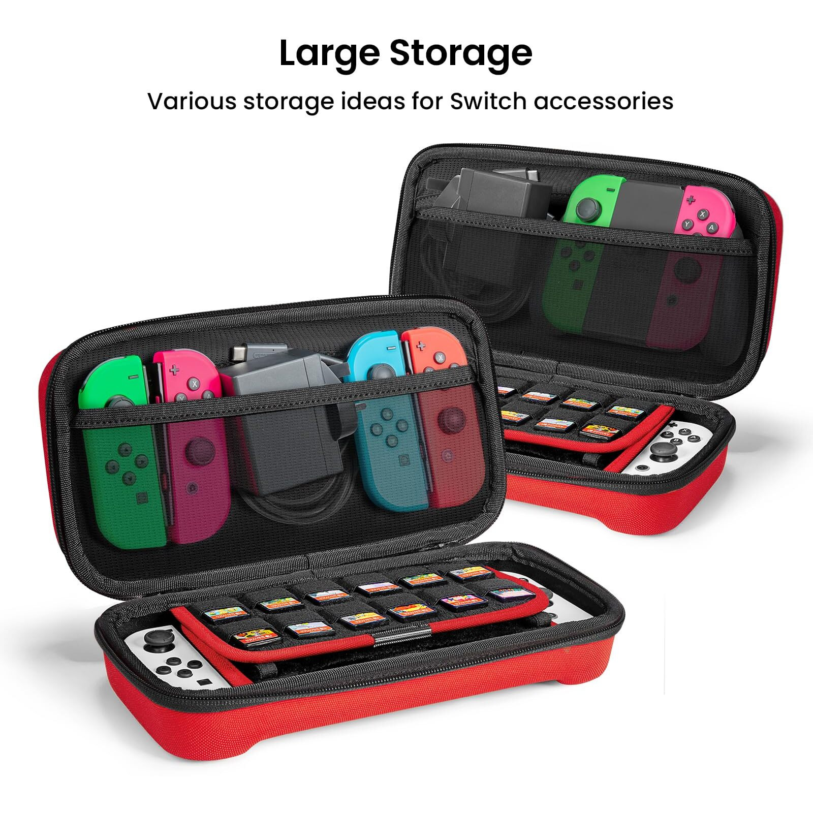 Tomtoc Carrying Case For Nintendo Switcholed Model, Large Travel Switch Case With Pocket For Pro Controller, Joycon Grip Or Ac Adapter, Protective Portable Carry Case With 24 Game Cartridges,