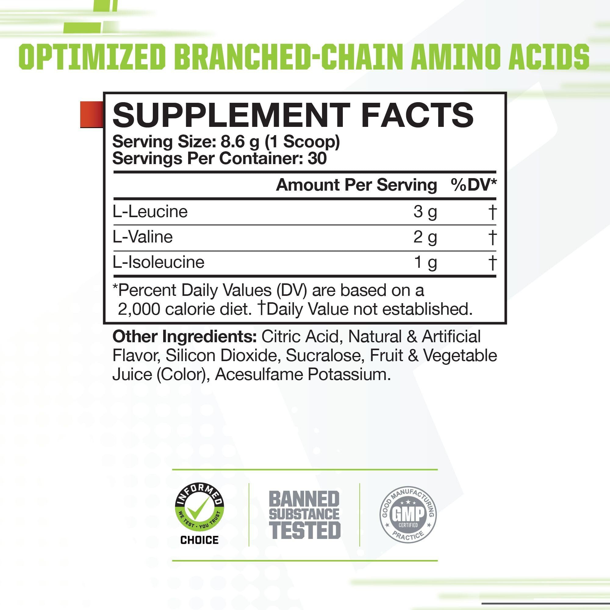 Musclepharm Essentials Bcaa Powder, Pre & Post Workout Recovery Drink, Supports Muscle Recovery & Energy, Essential Amino Acids, 30 Serv, Fruit Punch