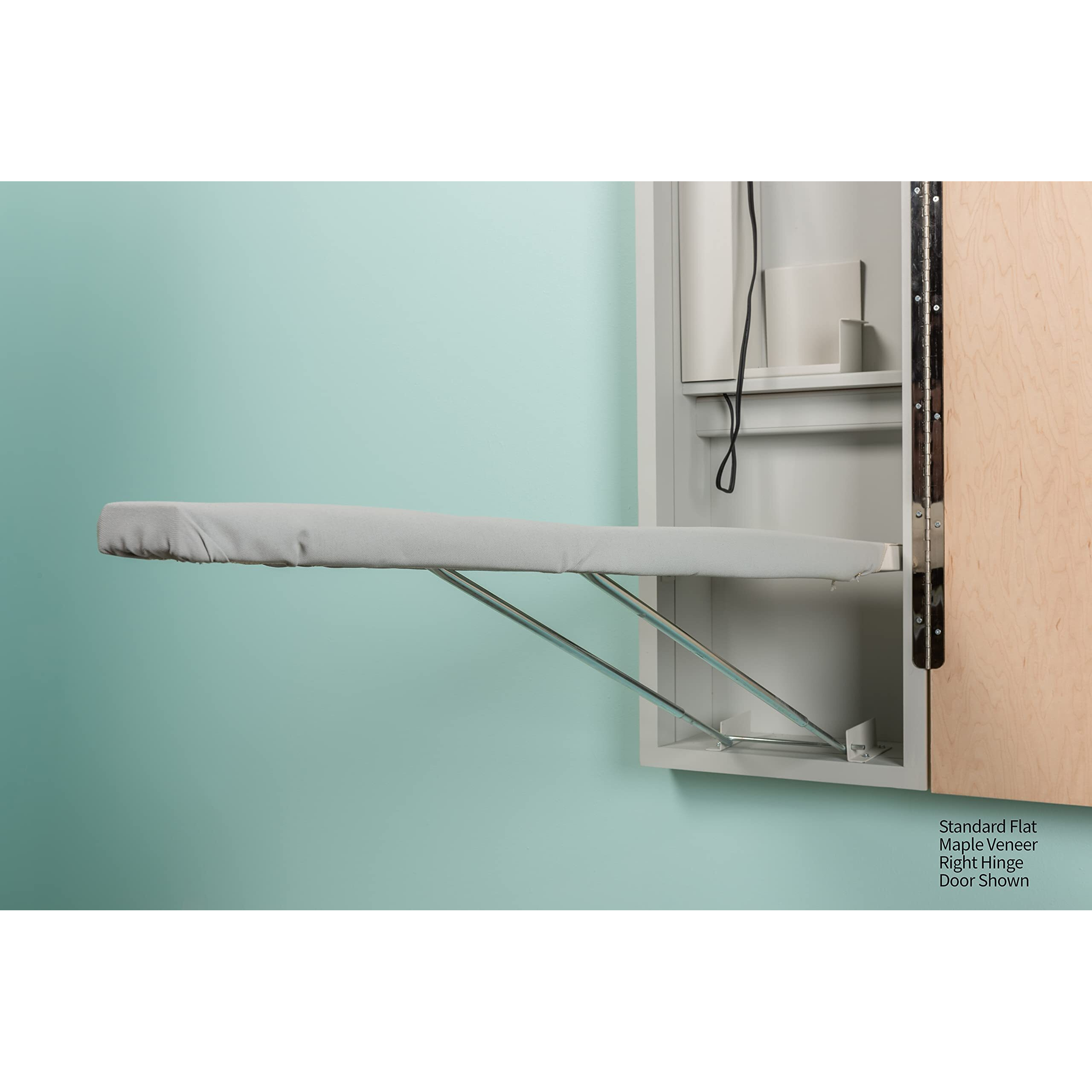 Iron-A-Way Built-In Ironing Center With 46 Inch Ironing Board, Electrical System, Hot Iron Storage And Raised White Panel Door-E46Rwu