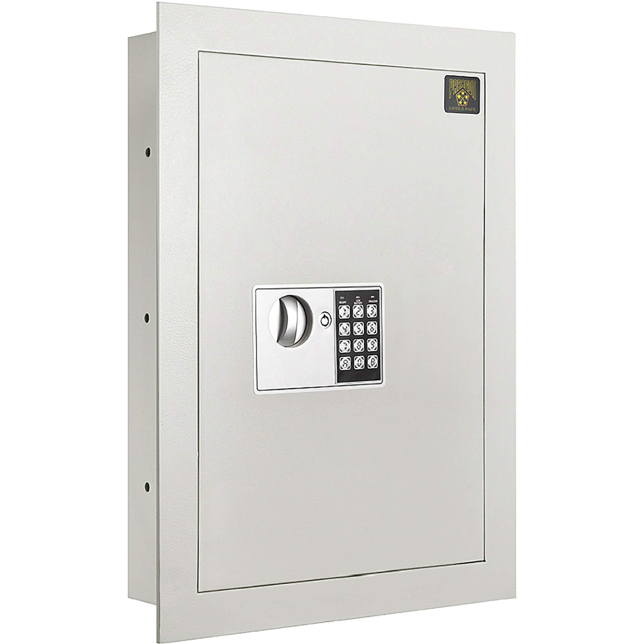 Digital Wall Safe - Flat, Electronic, Steel, Keypad, 2 Manual Override Keys - Protect Money, Jewelry, Passports - For Home Or Business By Paragon