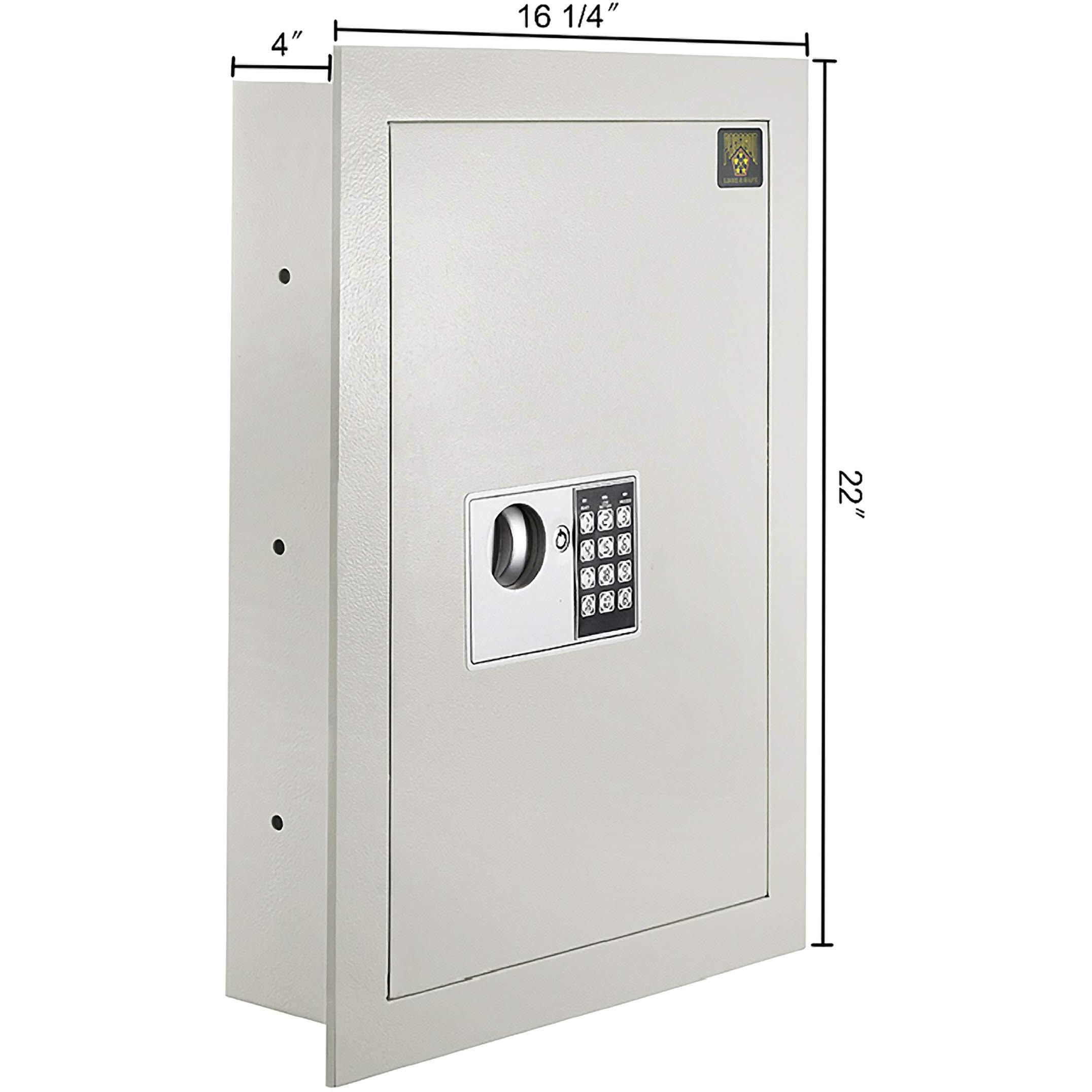 Digital Wall Safe - Flat, Electronic, Steel, Keypad, 2 Manual Override Keys - Protect Money, Jewelry, Passports - For Home Or Business By Paragon