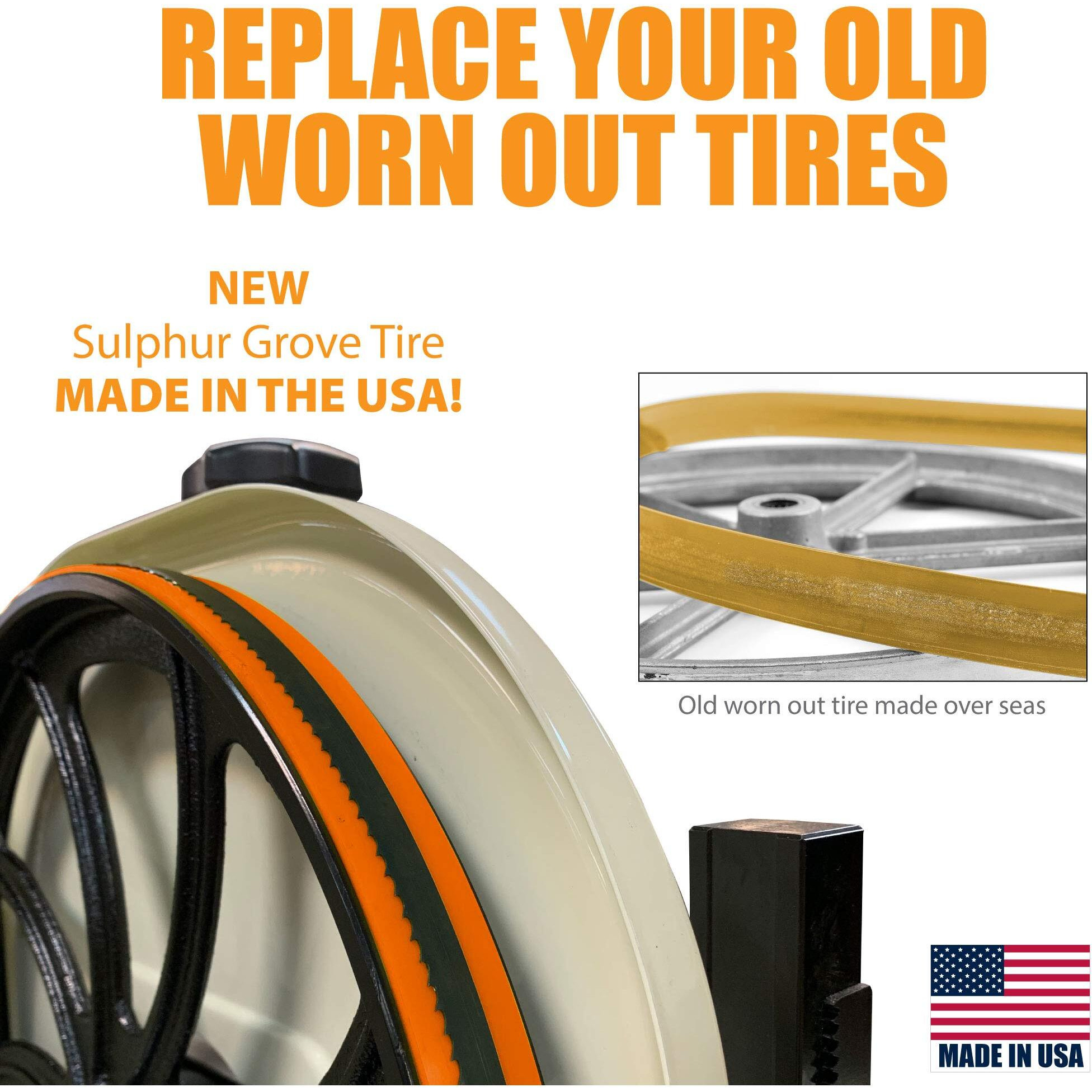 7/8 Inch X 12 Inch X .095 Inch Urethane Band Saw Tire 2 Pack For 12 Inch Diameter X 7/8 Inch Wide Wheels For Craftsman Band Saws