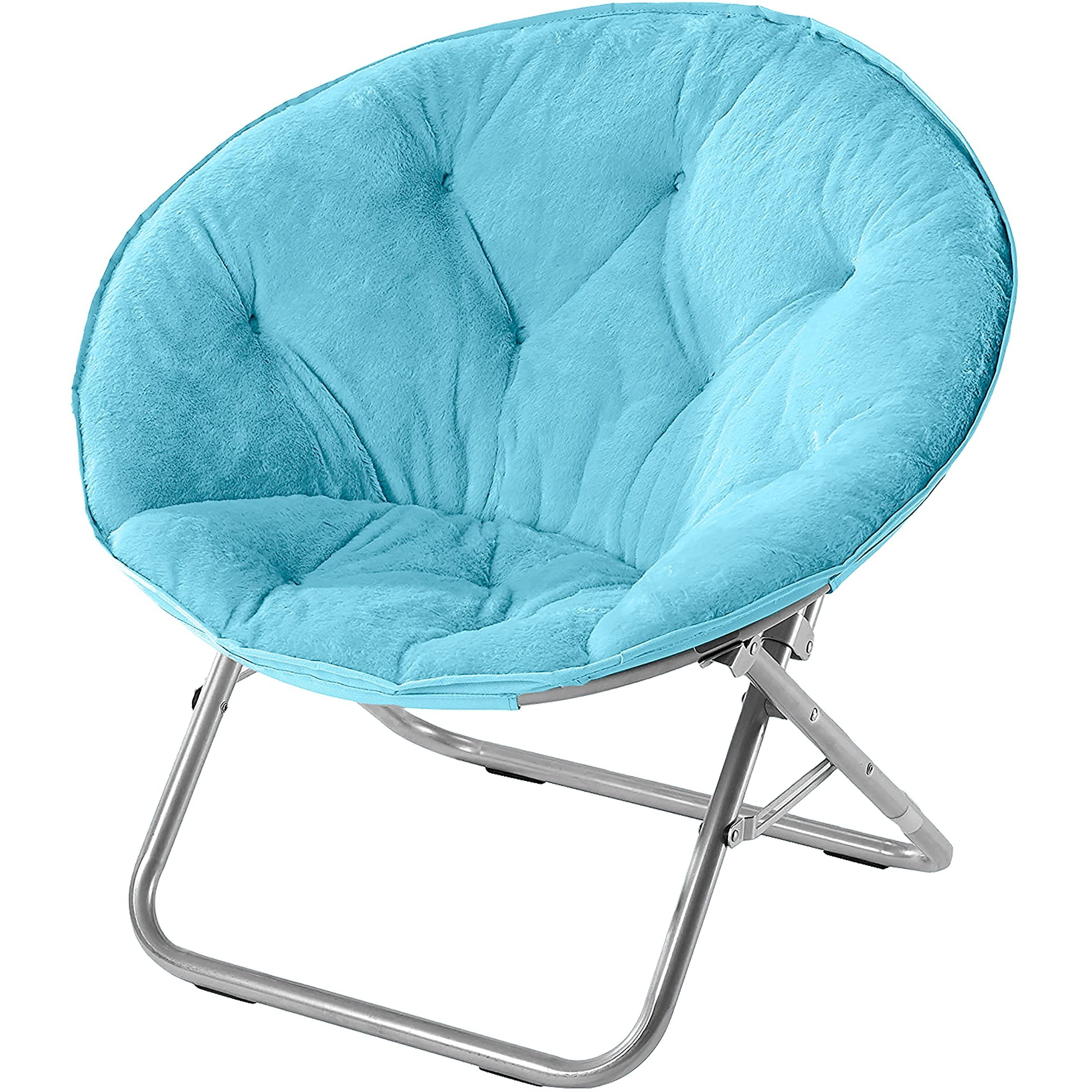 Urban Lifestyle Faux Fur Saucer Chair, Light Blue