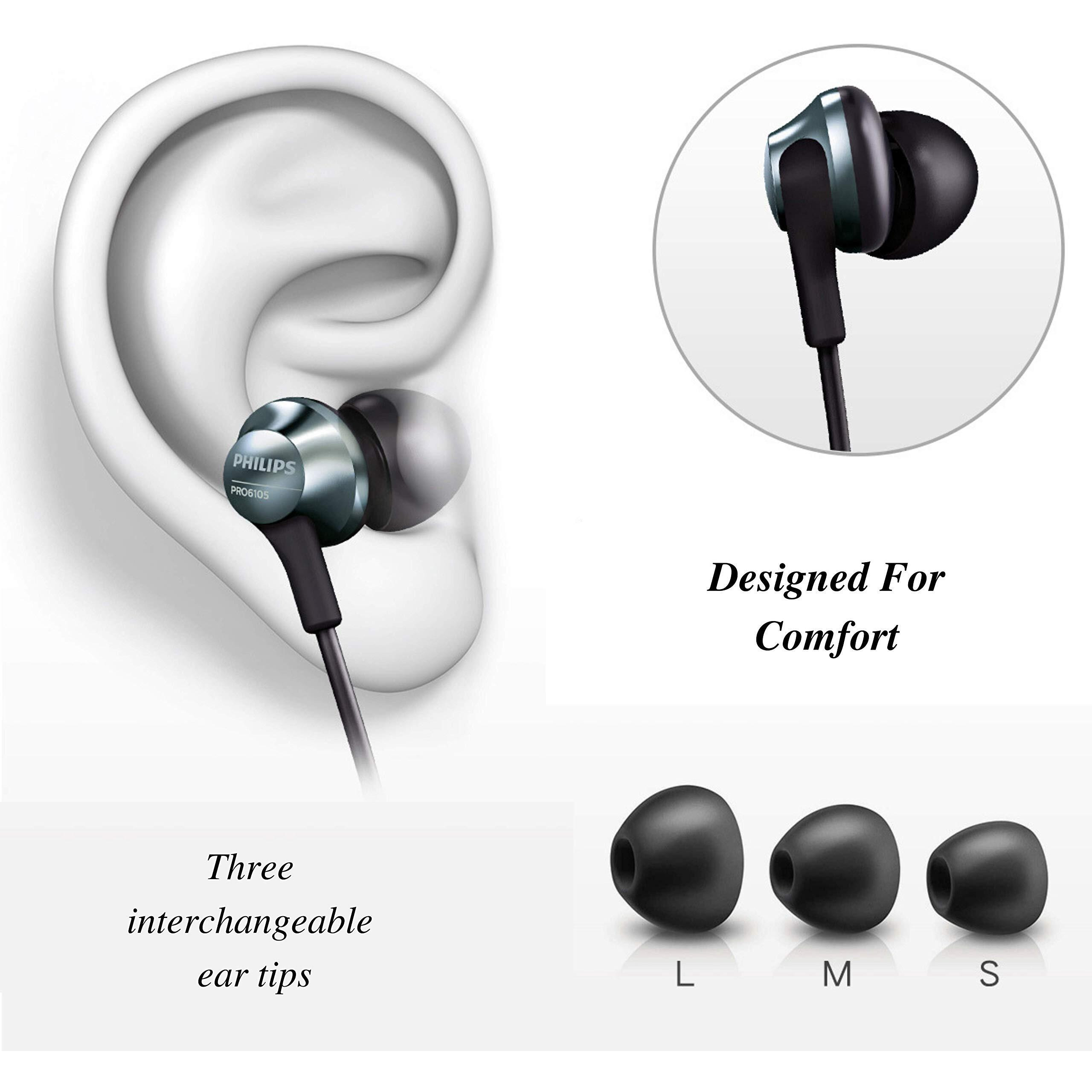 Philips Pro Wired Earbud & In-Ear Headphones With Microphone, Ear Phones, In-Ear Headphones With Mic, Powerful Bass, Lightweight, Hi-Res Audio, 3.5Mm Jack For Phones And Laptops Comfort