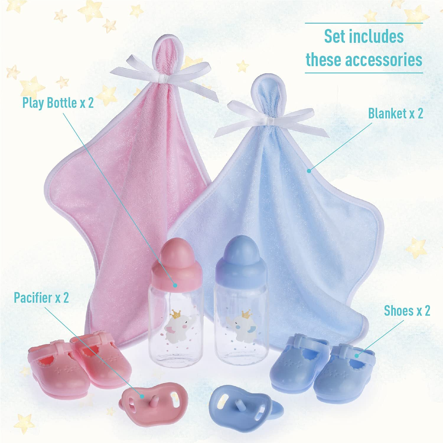 Berenguer Boutique 30050 Twins- 15    Soft Body Baby Dolls - 12 Piece Gift Set With Open/Close Eyes- Perfect For Children 2+