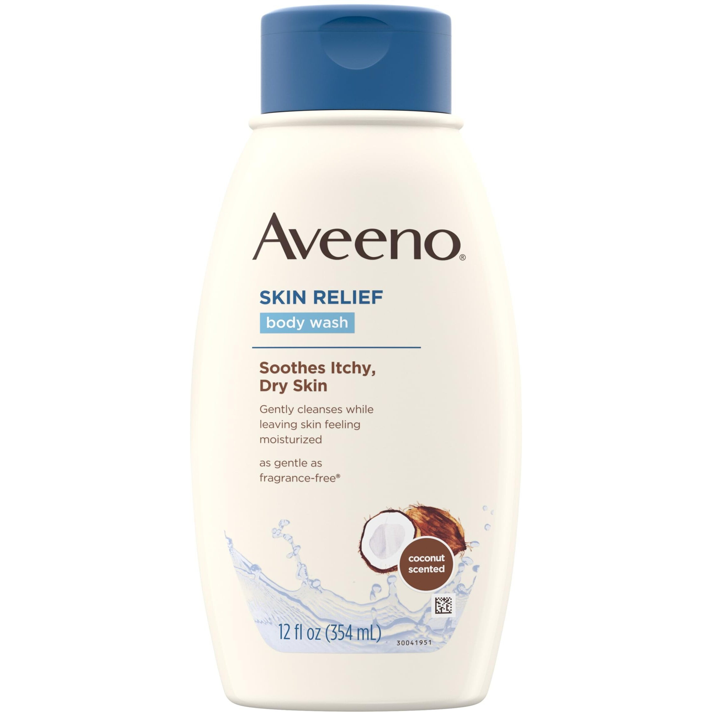Aveeno Skin Relief Body Wash With Coconut Scent & Soothing Oat, Gentle Soap-Free Body Cleanser For Dry, Itchy & Sensitive Skin, Dye-Free & Allergy-Tested, 12 Fl. Oz
