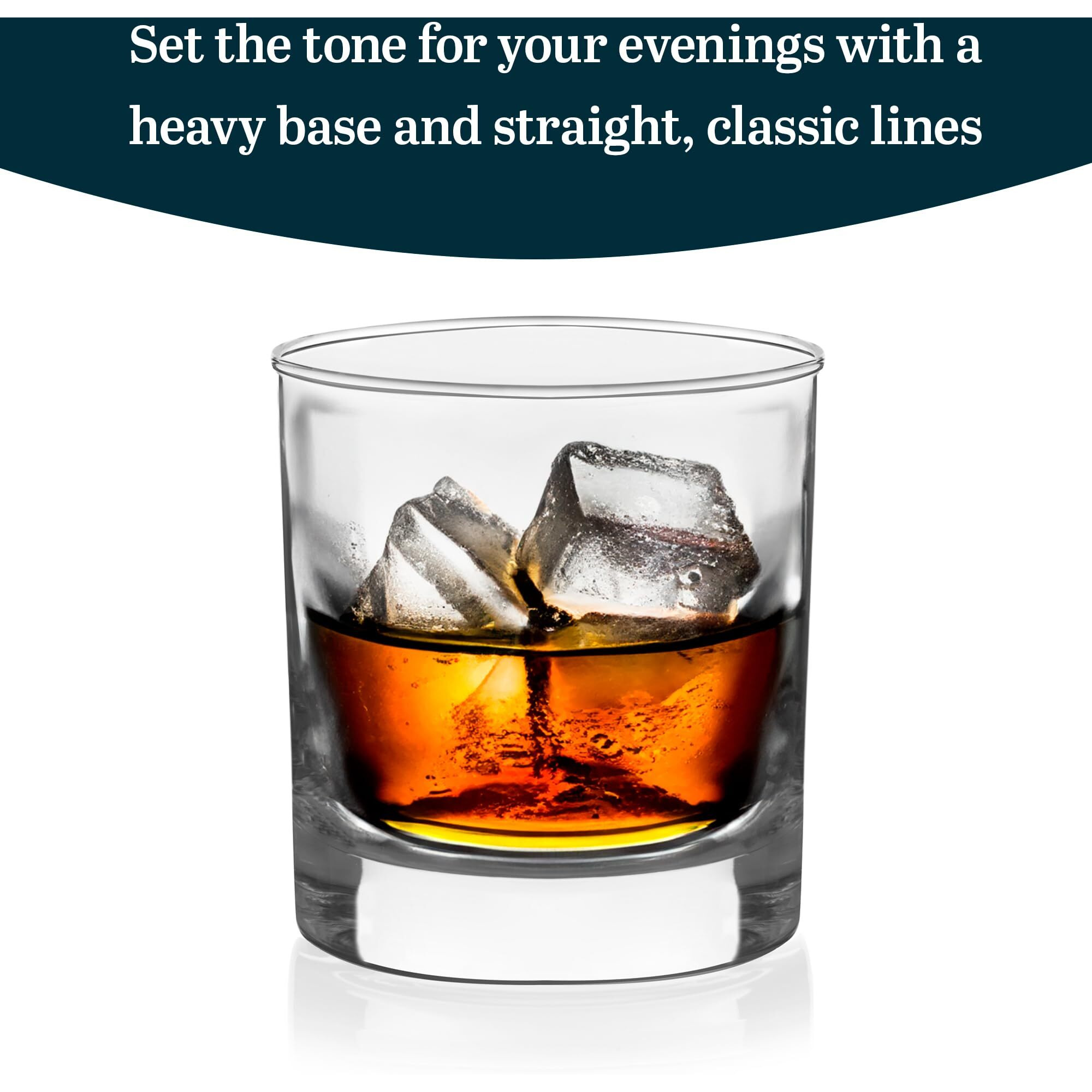 Libbey 917Cd Heavy Base Rocks Glasses Set Of 12, Rocks Whiskey Glasses Set With Simple Lines, Dishwasher Safe Cocktail Drinking Glasses, Ideal Rocks Glassware For Special Moments