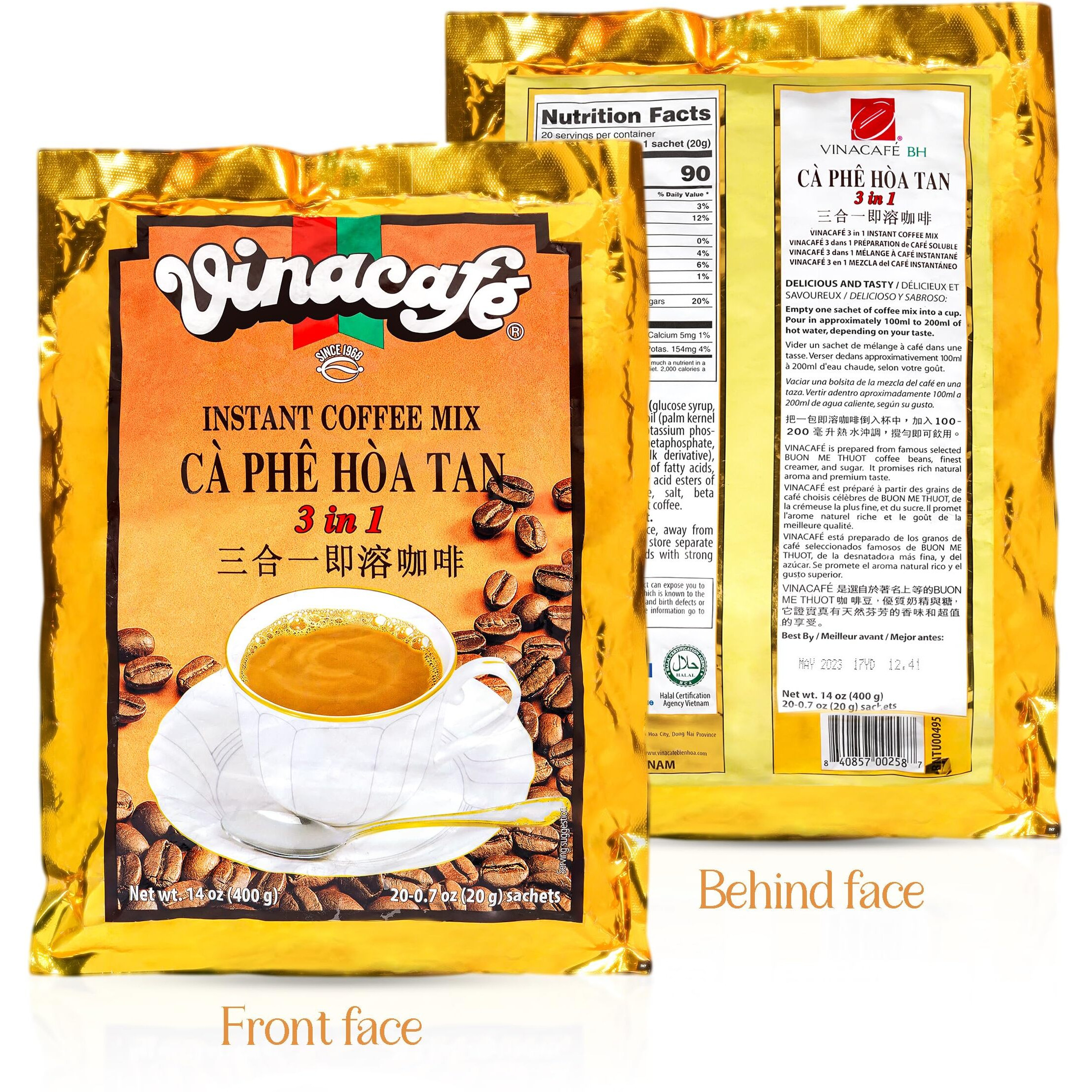 Vinacafe Instant Coffee Mix 3 In 1 (Pack Of 5 | 20 Sachets Per Bag)