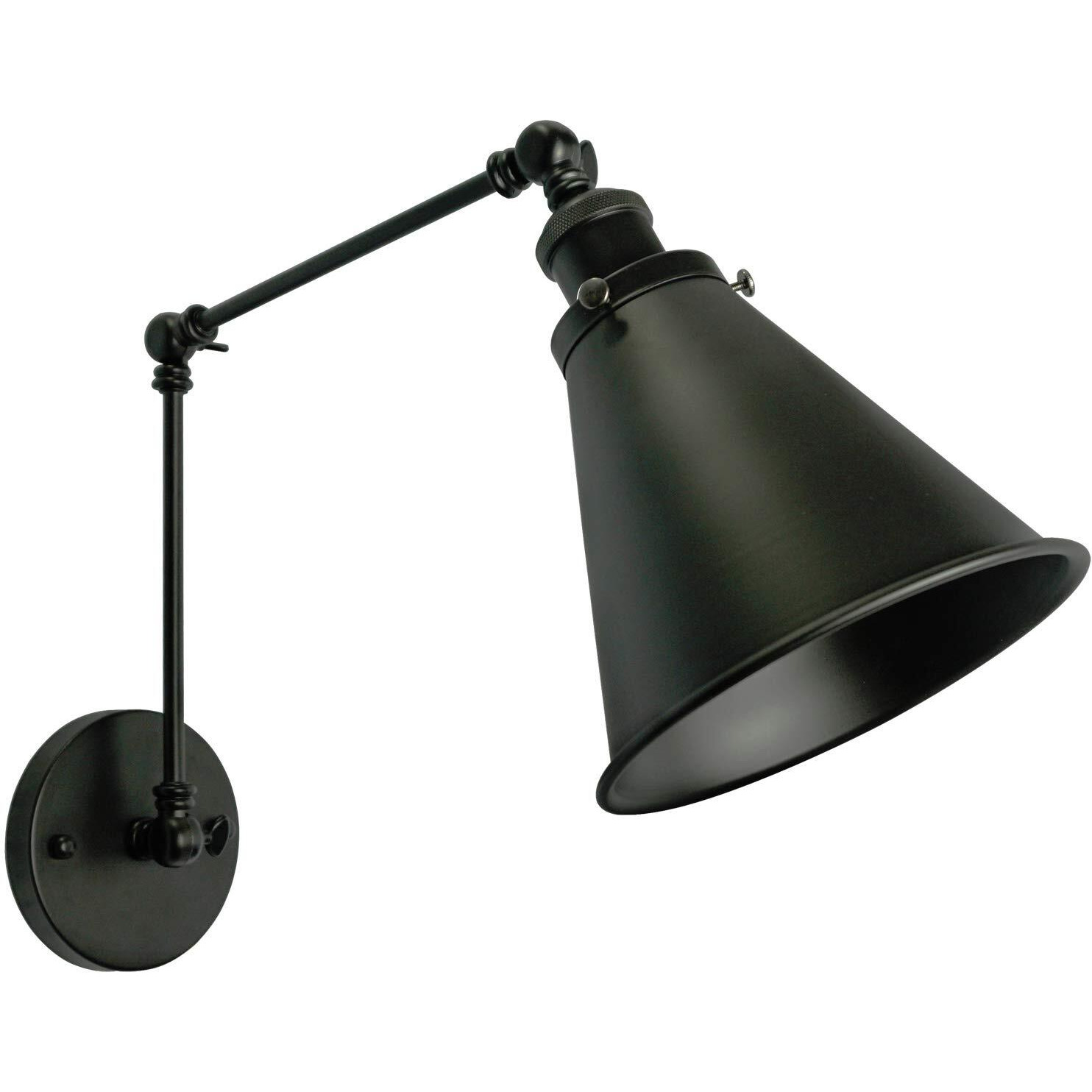 Dzsumy Industrial Black Finish Wall Sconce Arm Angle Adjustable E26 Base 1-Light Wall Lamp For Bedroom,Living Room,Study Room,Office