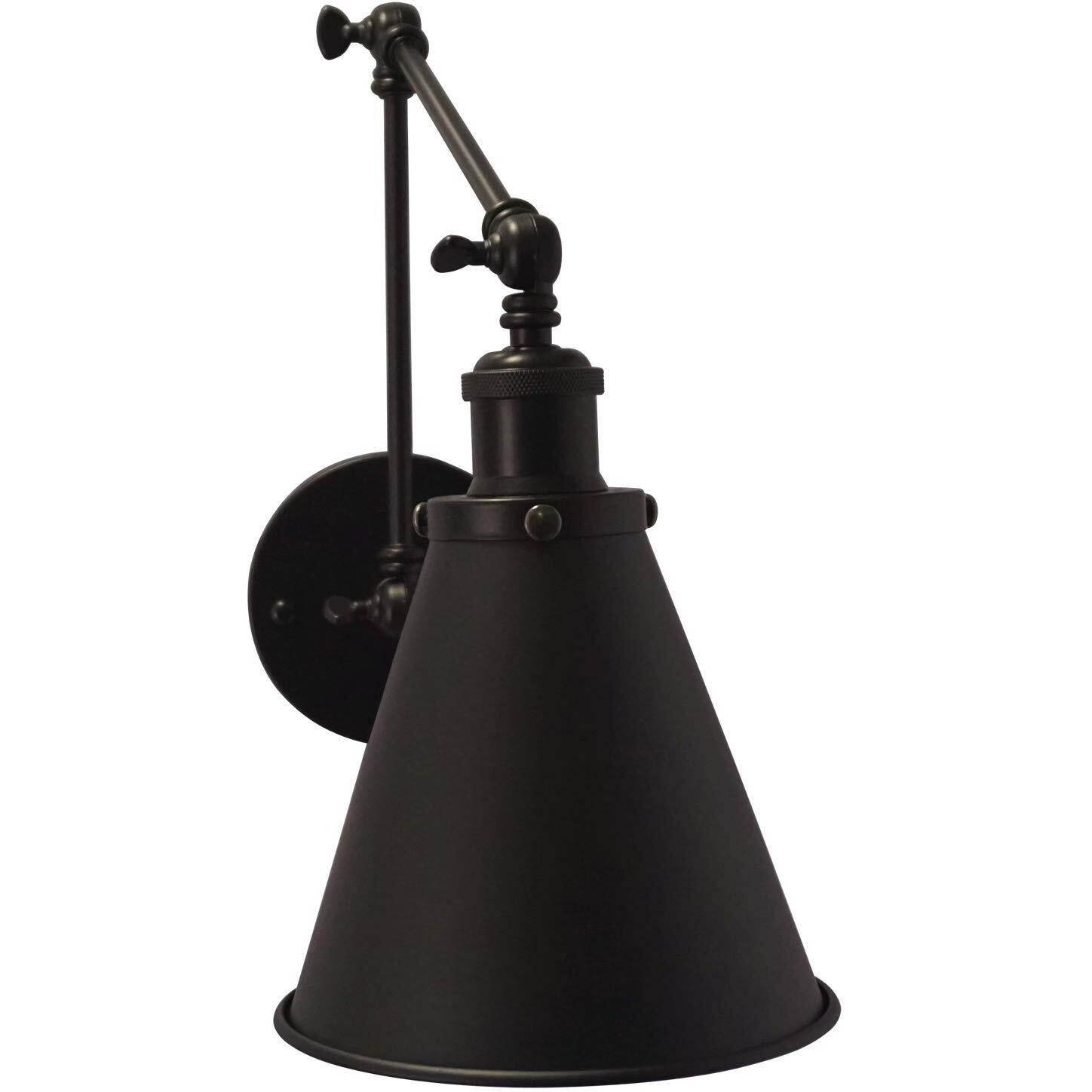Dzsumy Industrial Black Finish Wall Sconce Arm Angle Adjustable E26 Base 1-Light Wall Lamp For Bedroom,Living Room,Study Room,Office