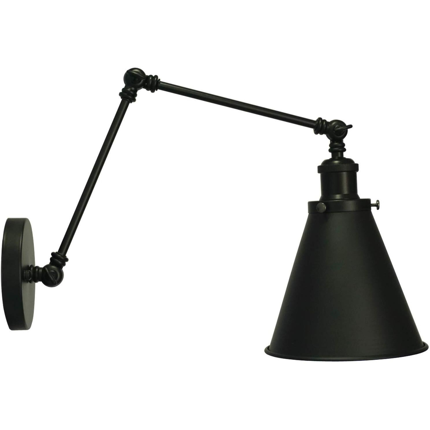 Dzsumy Industrial Black Finish Wall Sconce Arm Angle Adjustable E26 Base 1-Light Wall Lamp For Bedroom,Living Room,Study Room,Office
