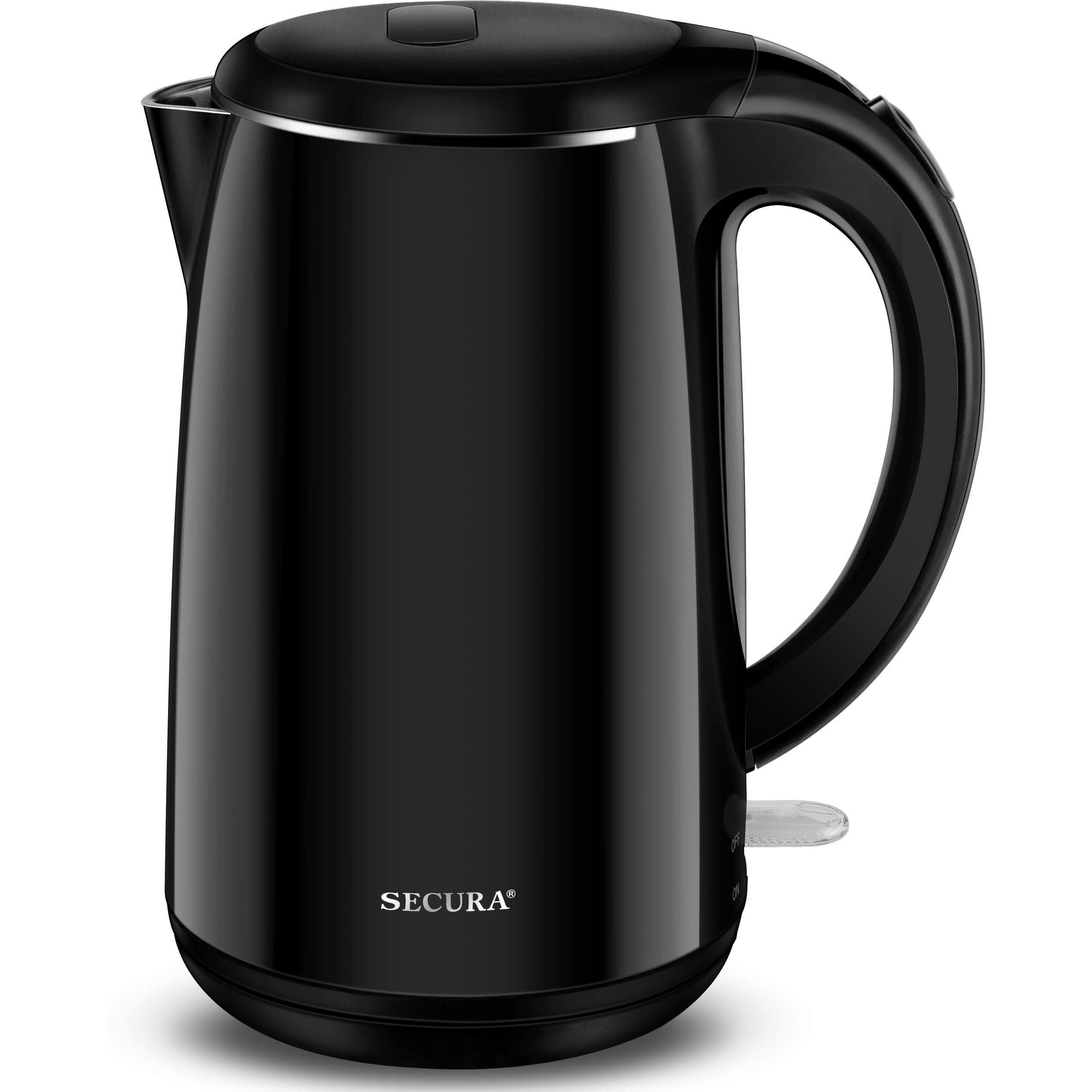 Secura Swk-1701Db The Original Stainless Steel Double Wall Electric Water Kettle 1.8 Quart, Black Onyx