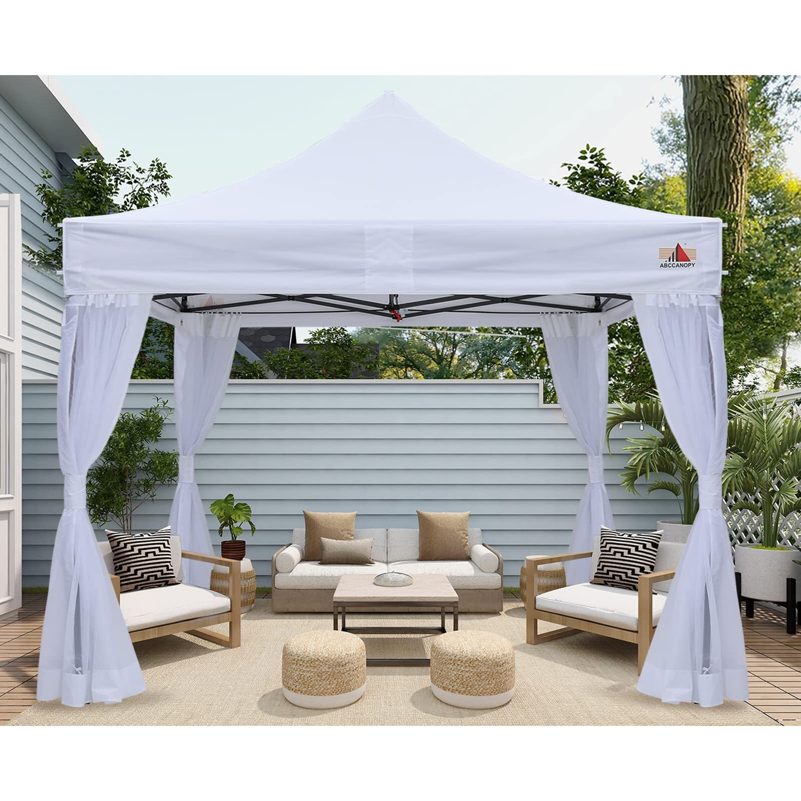 Abccanopy 10X10 Easy Pop Up Gazebo Canopy Tent Instant Outdoor Screen House With Netting Walls,White