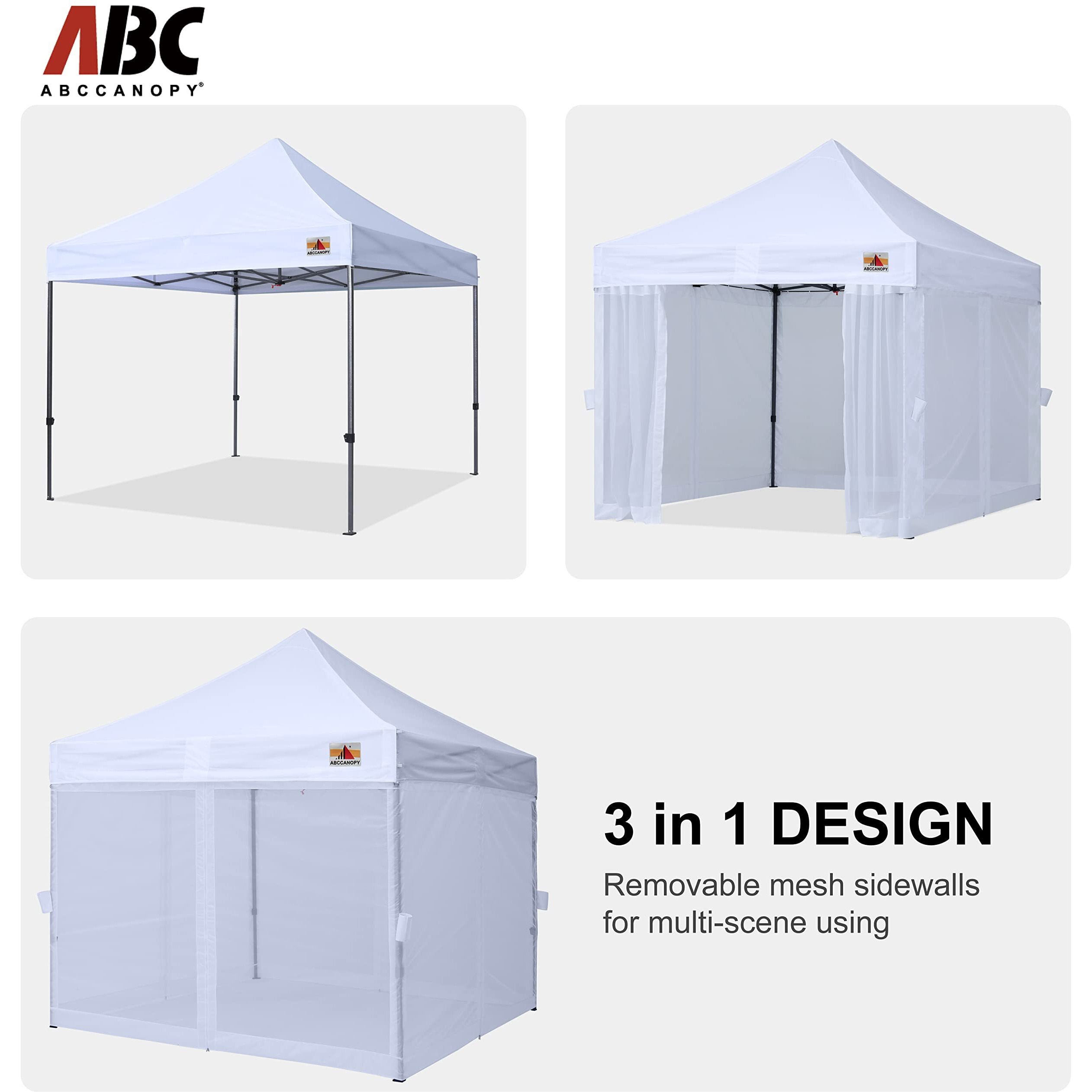 Abccanopy 10X10 Easy Pop Up Gazebo Canopy Tent Instant Outdoor Screen House With Netting Walls,White