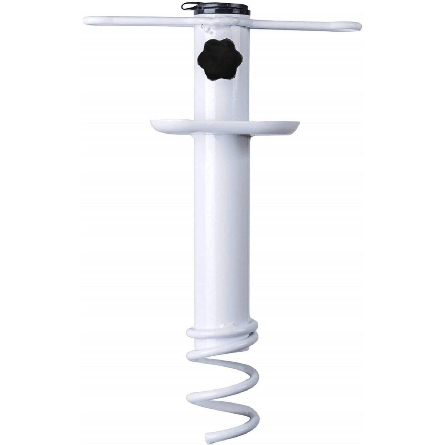 Ammsun Beach Umbrella Sand Anchor Metal Heavy Duty Outdoor Umbrellas Base Ground Screw Auger With Carry Bag Universal & One Size Fits All For Sun Protection, Shade, High Winds White