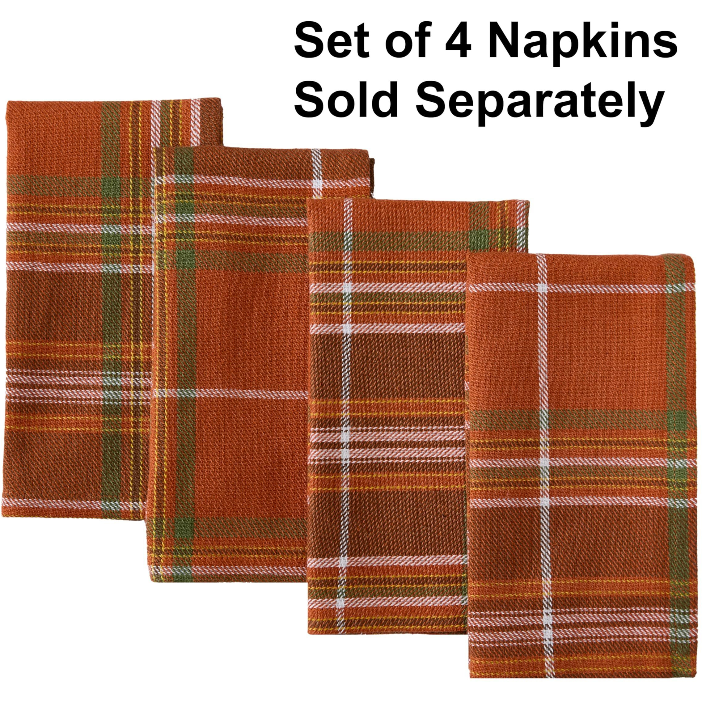 Newbridge Culloden Plaid Fabric Weave Tablecloth, Traditional Bold Rust And Green 100% Cotton Weave Plaid Tablecloth, 70 Inch Round