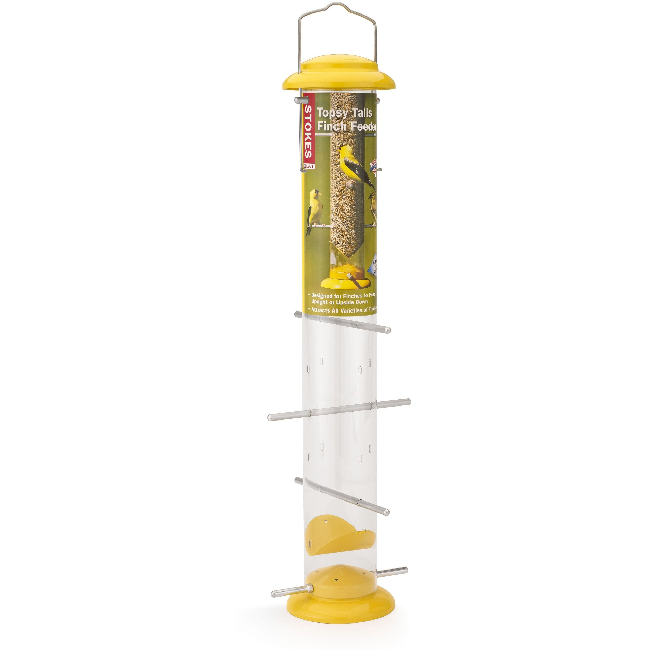 Stokes Select 38169 Topsy Turvy Finch Bird Feeder With Eight Perches, Yellow, 19-Inch Tall, 1.5 Lb Capacity