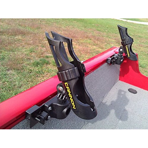 Woodlander Outdoors Rod Holder For Tracker Boat Versatrack System - With Cannon Rod Holder Installed