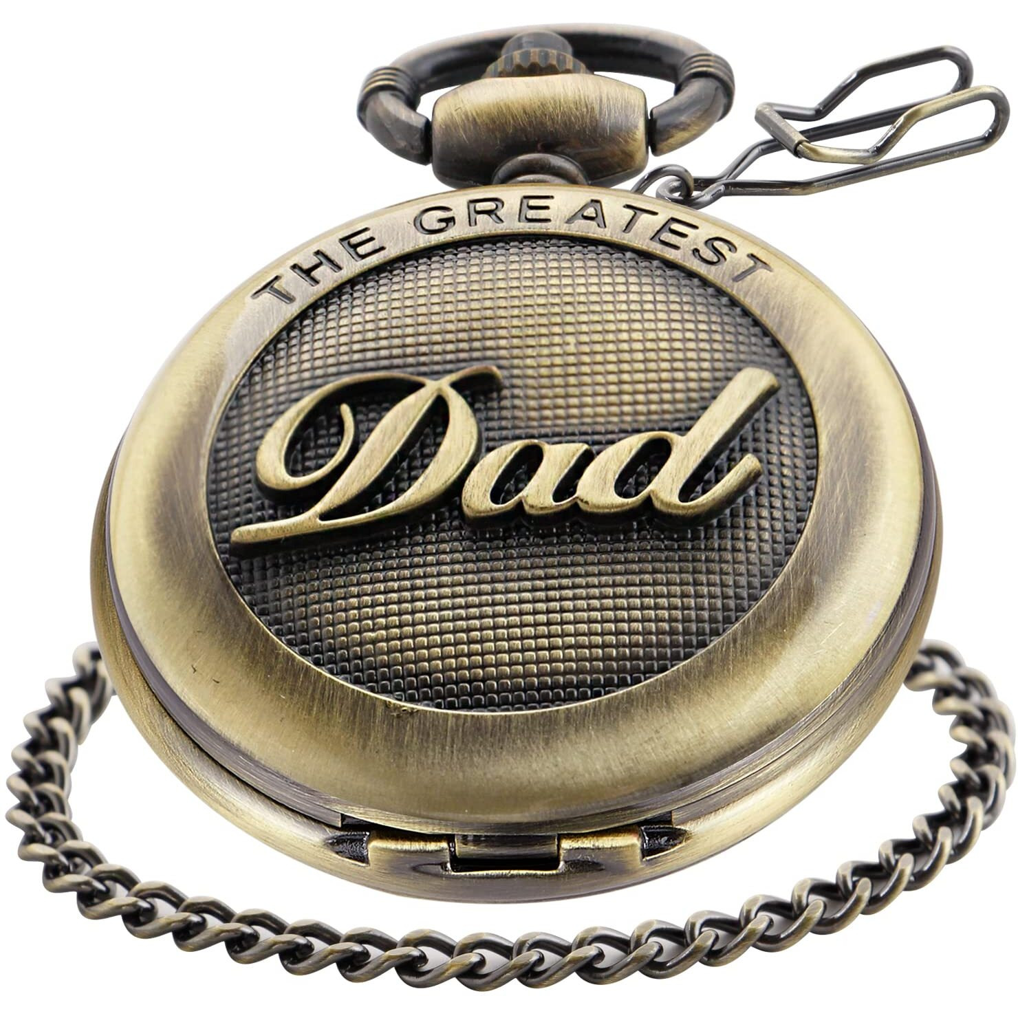 Switchme Retro Quartz Pocket Watch Japan Movement With Belt Clip Chain For Dad Bronze