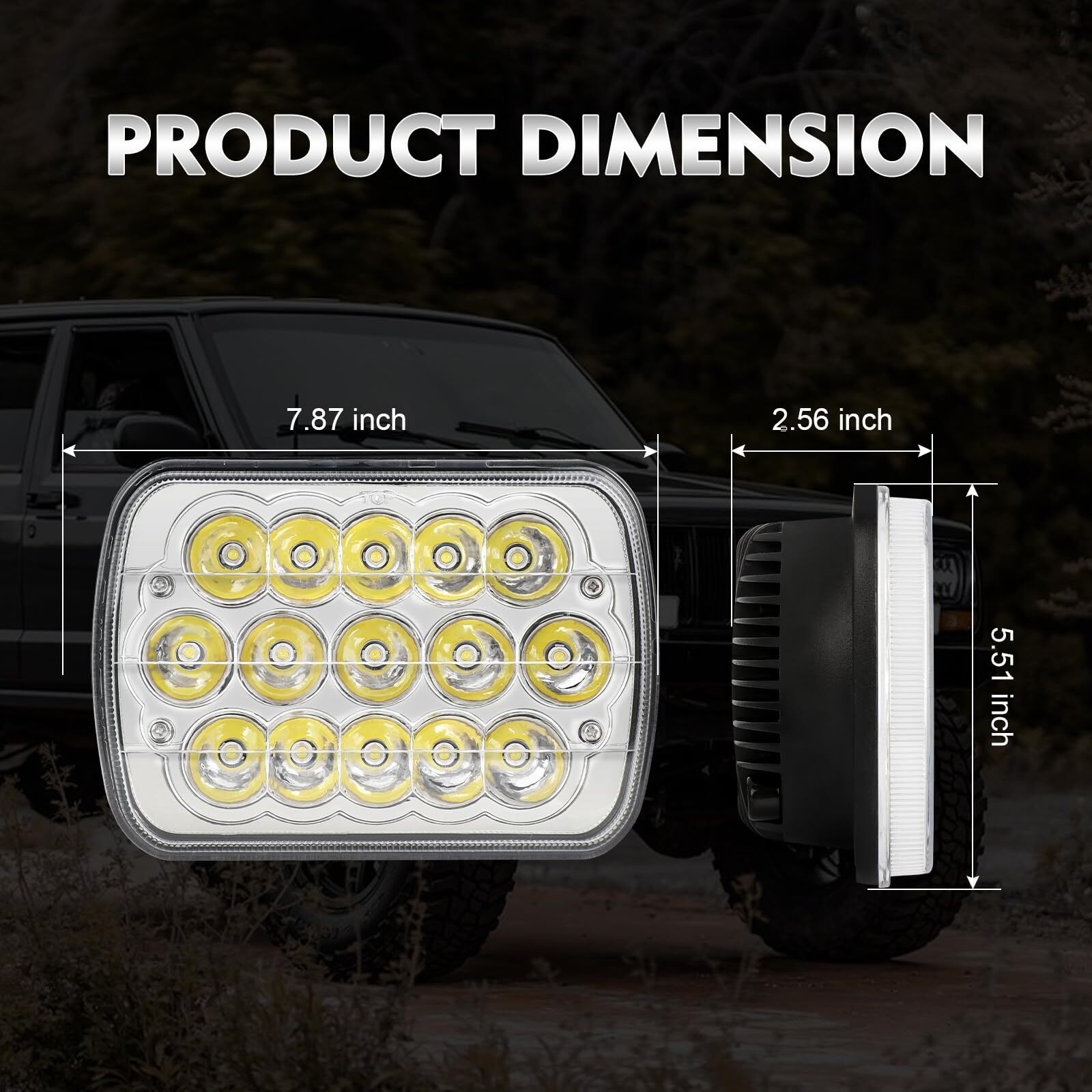 Aaiwa 2Pcs Led Headlights 5X7 45W Sealed Beam Headlight Hi/Low Rectangle Headlight Compatible With Chevy Express 1500 2500 3500 Cargo Van F-150 F-250 F-350 Wrangler Yj Cherokee Xj Kenworth T300