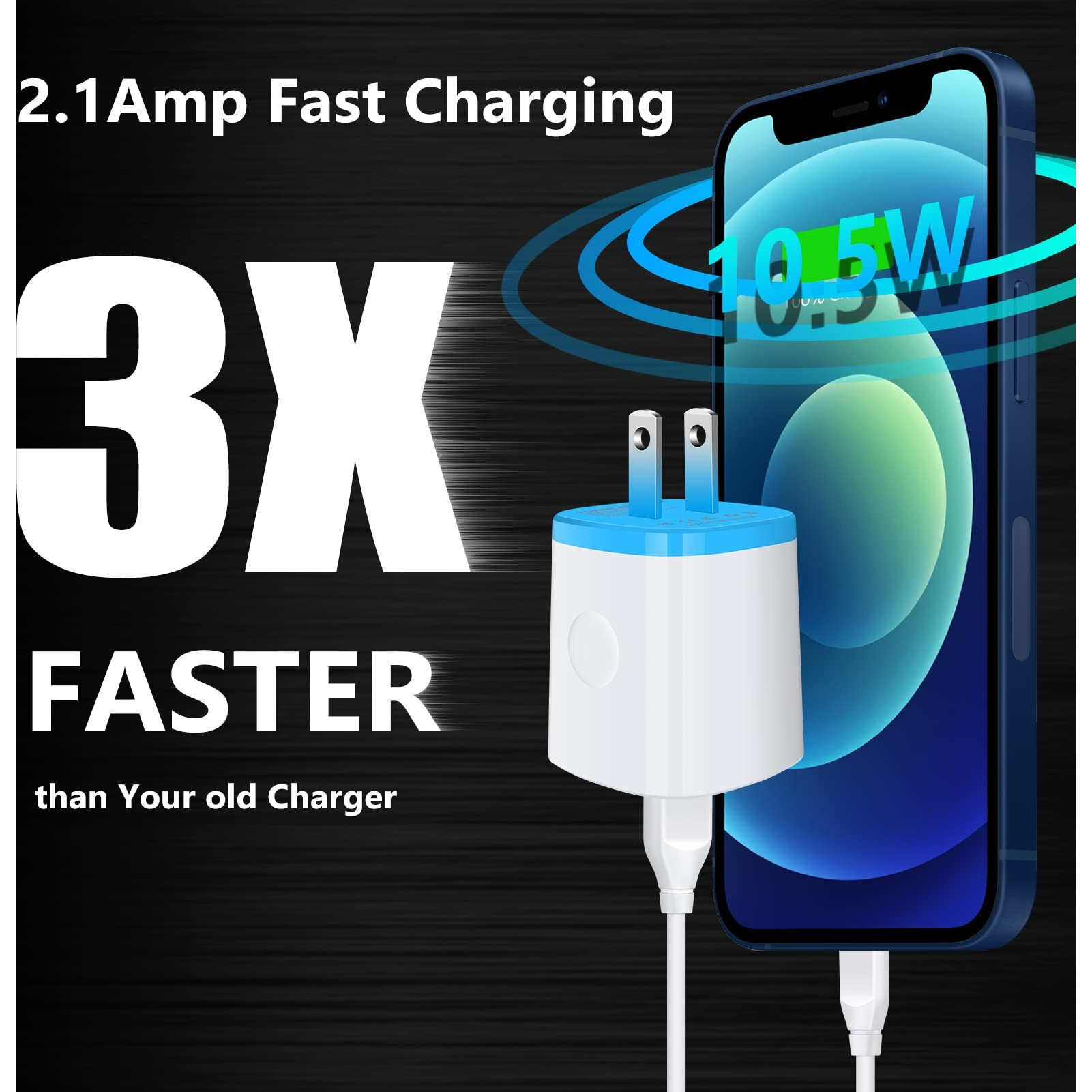 Usb Charger Wall Plug, Iphone Charger Box,Andhot 5Pack Home Travel 2.1Amp Dual Port Fast Wall Charger Quick Charging Block Cube Brick For Iphone 16 15 14 13 12 Pro Max Xr X 8 7 6,Ipad,Samsung,Android
