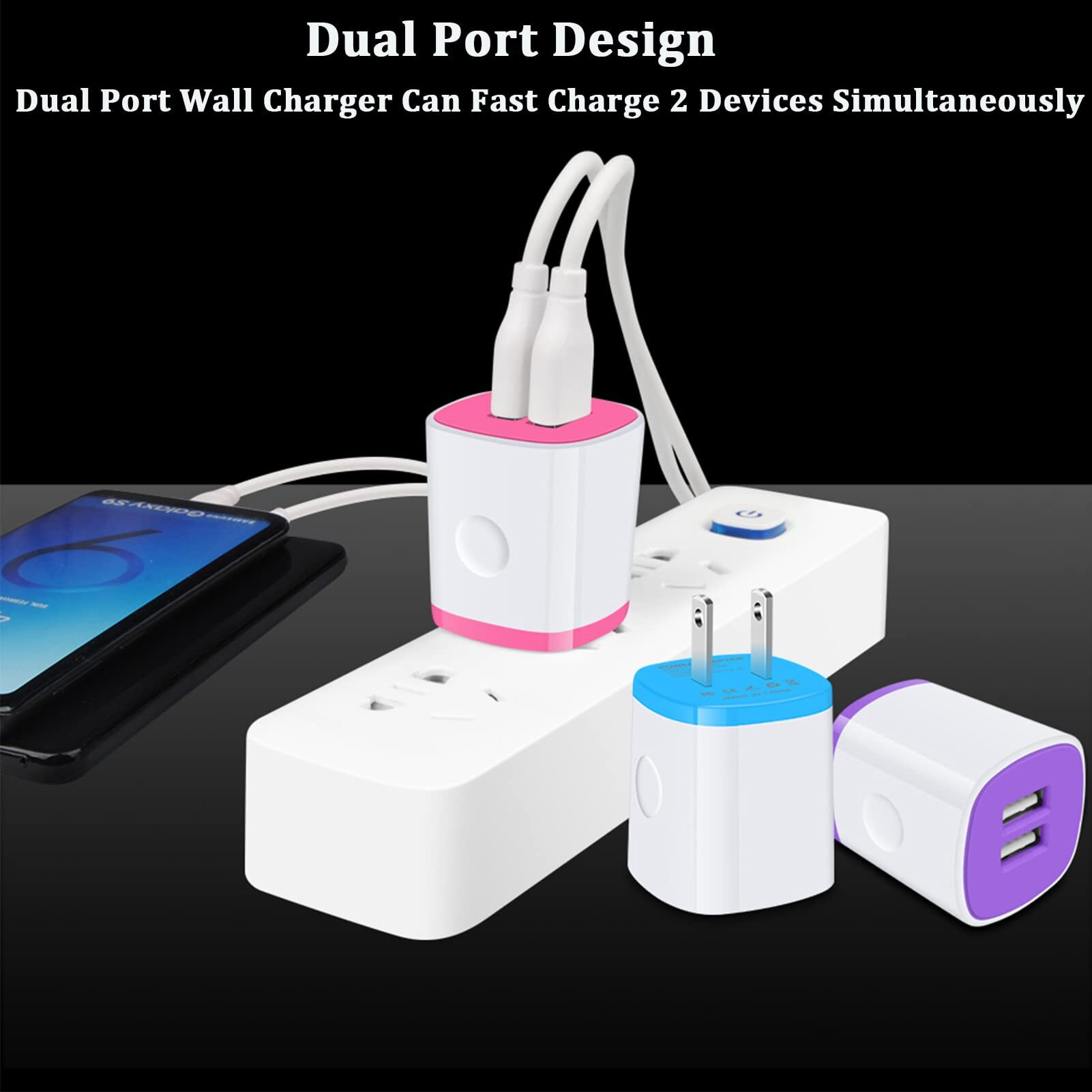 Usb Charger Wall Plug, Iphone Charger Box,Andhot 5Pack Home Travel 2.1Amp Dual Port Fast Wall Charger Quick Charging Block Cube Brick For Iphone 16 15 14 13 12 Pro Max Xr X 8 7 6,Ipad,Samsung,Android