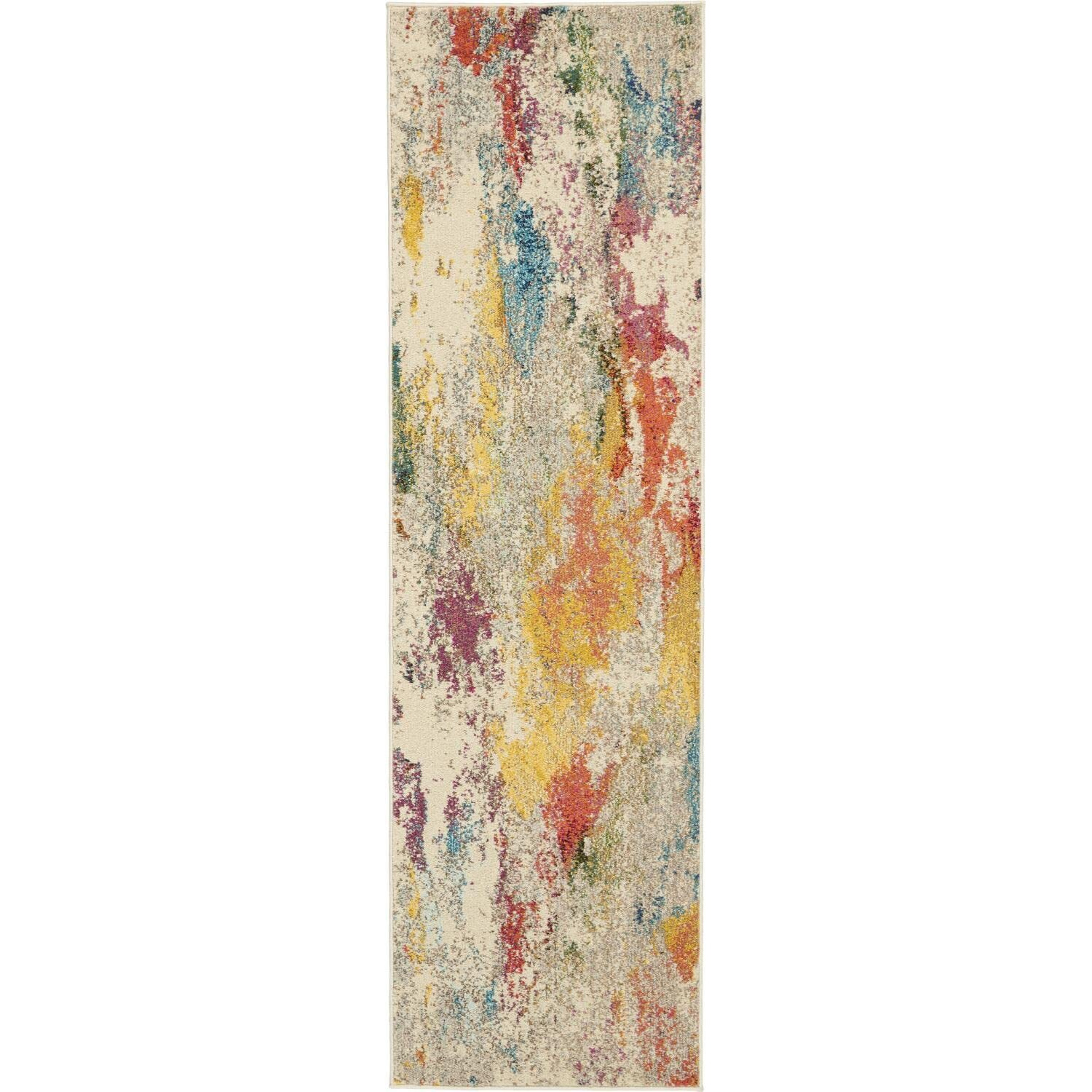 Nourison Celestial Abstract Ivory/Multicolor 2' X 6' Area Rug, Easy Cleaning, Non Shedding, Bed Room, Living Room, Dining Room, Kitchen (2X6)