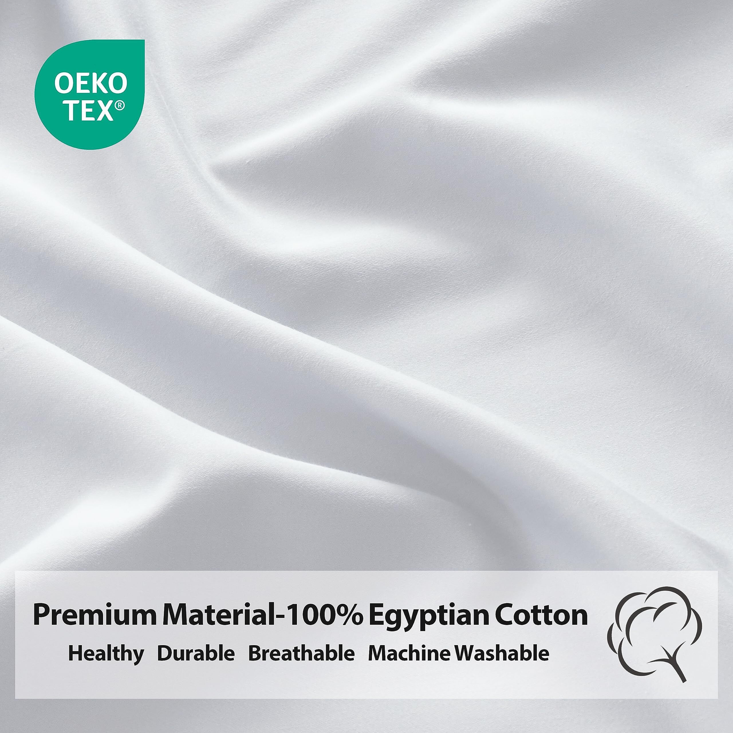 100% Cotton Fitted Sheet Queen Size Sateen, All-Around Elastic Deep Pocket Durable Bottom Sheet With Foot Tag, White Color 1 Fitted Sheet Only