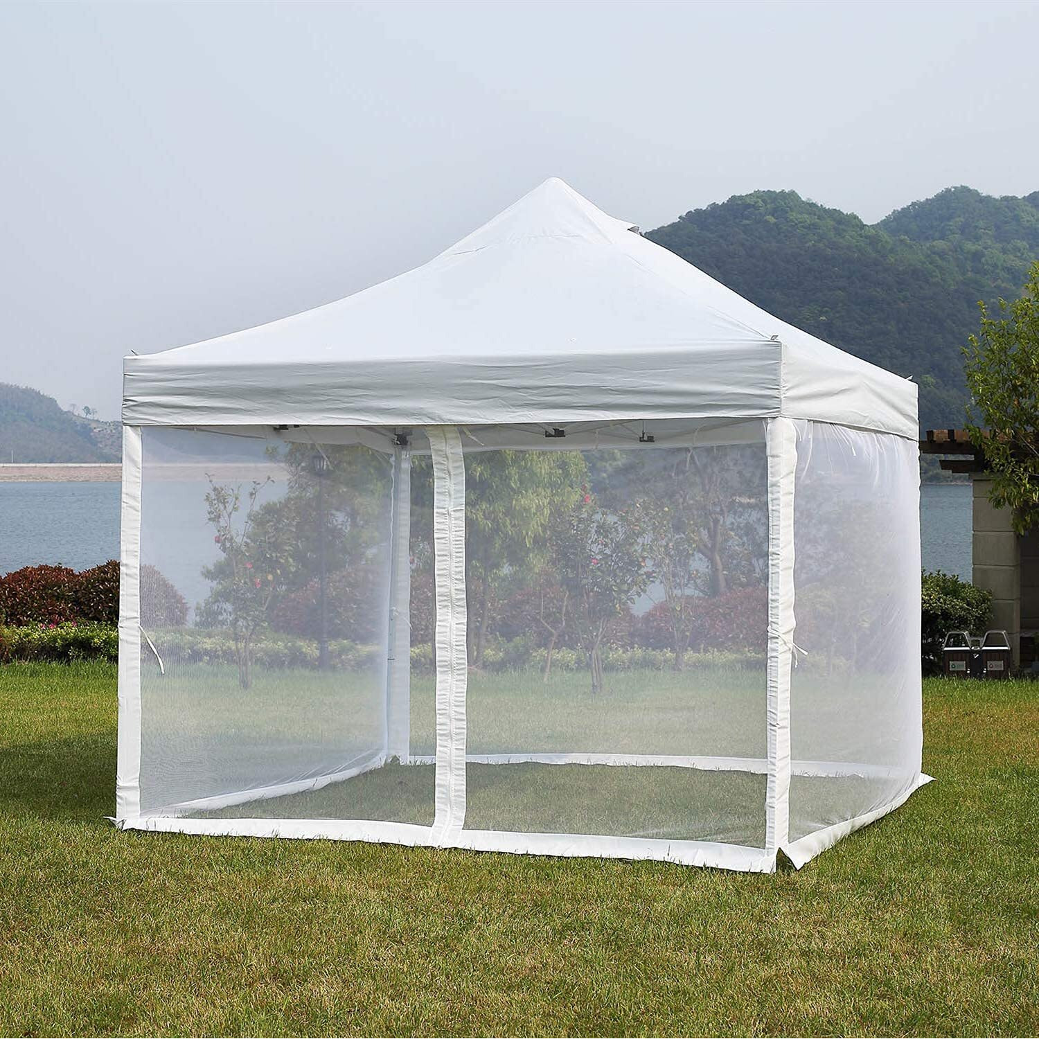 Mosquito Net For Outdoor Patio And Garden, Screen House For Camping And Deck, Gazebo Screenroom, Zippered Mesh Sidewalls For 10X 10 Gazebo (White)