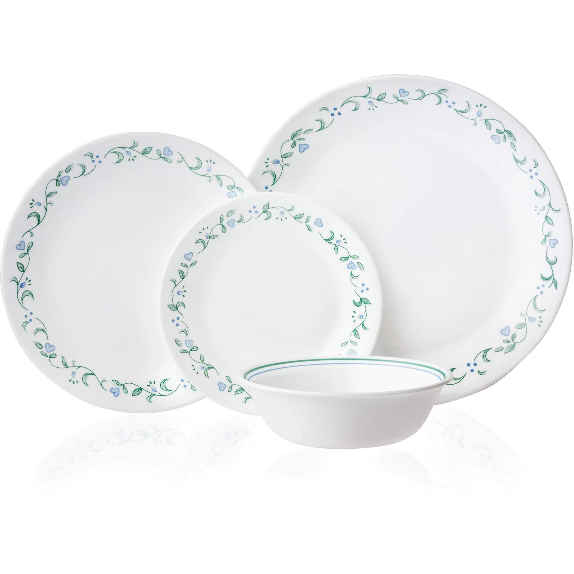 Corelle Vitrelle 8-Piece Dinner Plates Set, Triple Layer Glass And Chip Resistant, Lightweight Round , Country Cottage