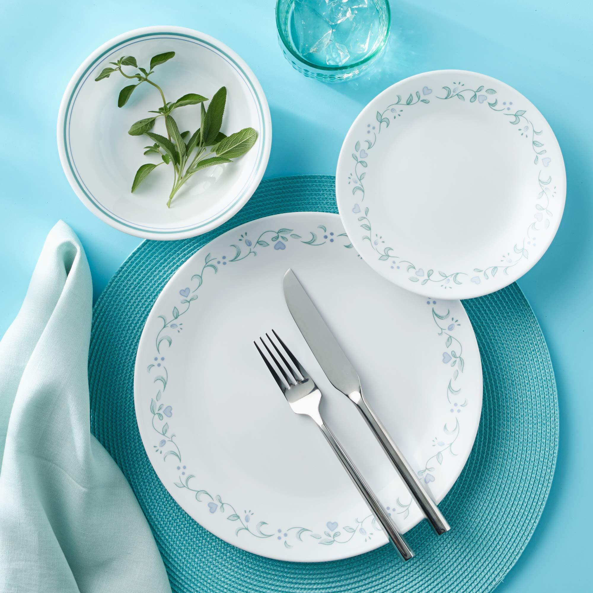 Corelle Vitrelle 8-Piece Dinner Plates Set, Triple Layer Glass And Chip Resistant, Lightweight Round , Country Cottage