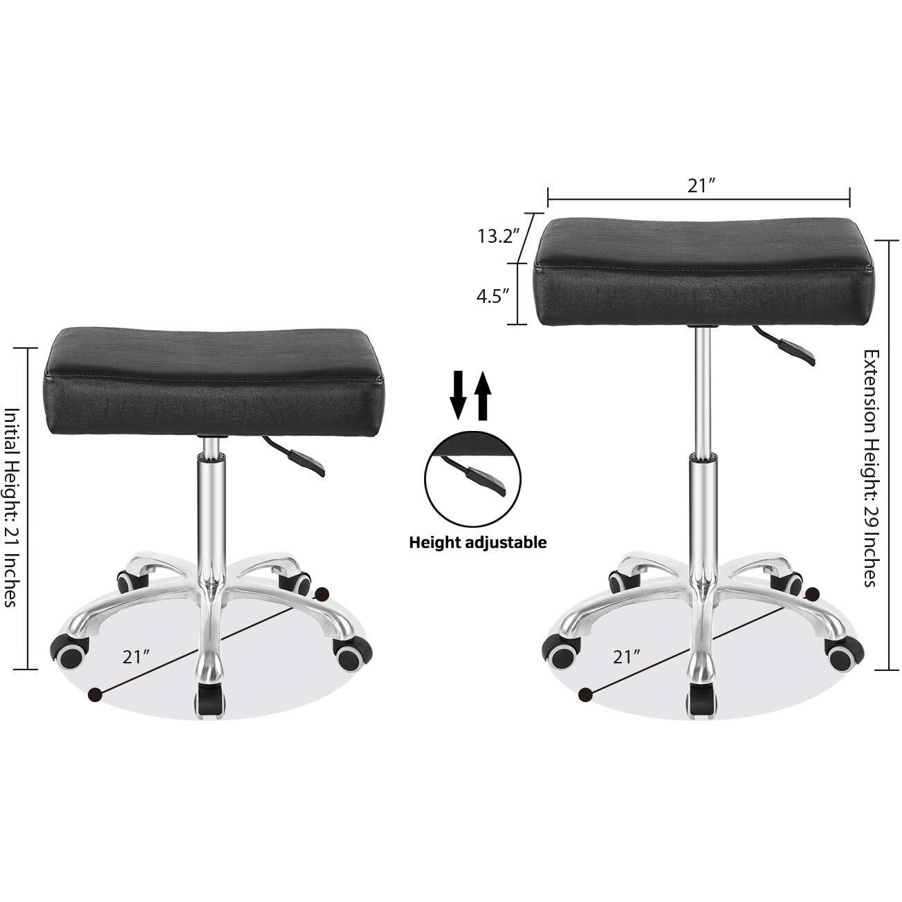Nazalus Rolling Swivel Stool Height Adjustable With Wheels Heavy Duty For Office Home Desk Counter Salon (Black) (Black, Without Footrest)