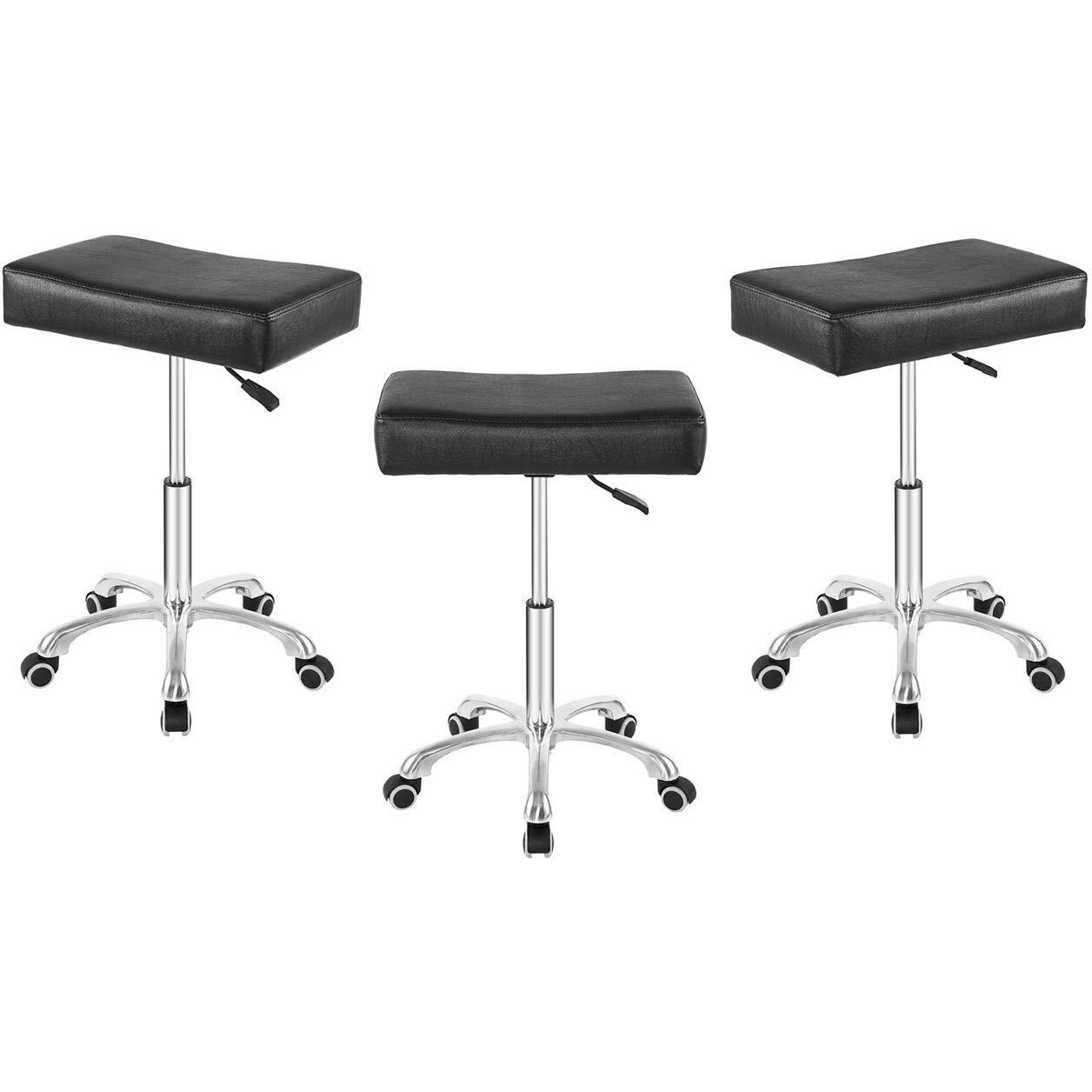Nazalus Rolling Swivel Stool Height Adjustable With Wheels Heavy Duty For Office Home Desk Counter Salon (Black) (Black, Without Footrest)