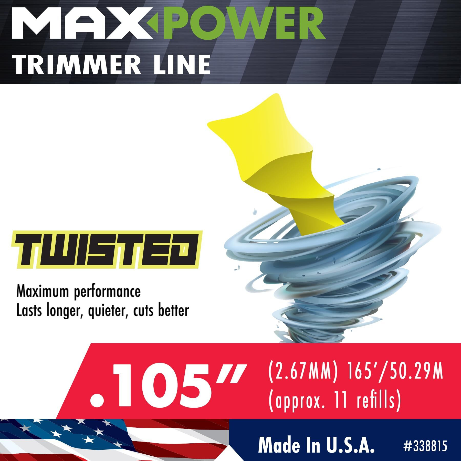 Maxpower 338815 Premium 105-Inch Twisted Trimmer Line 165-Foot Length