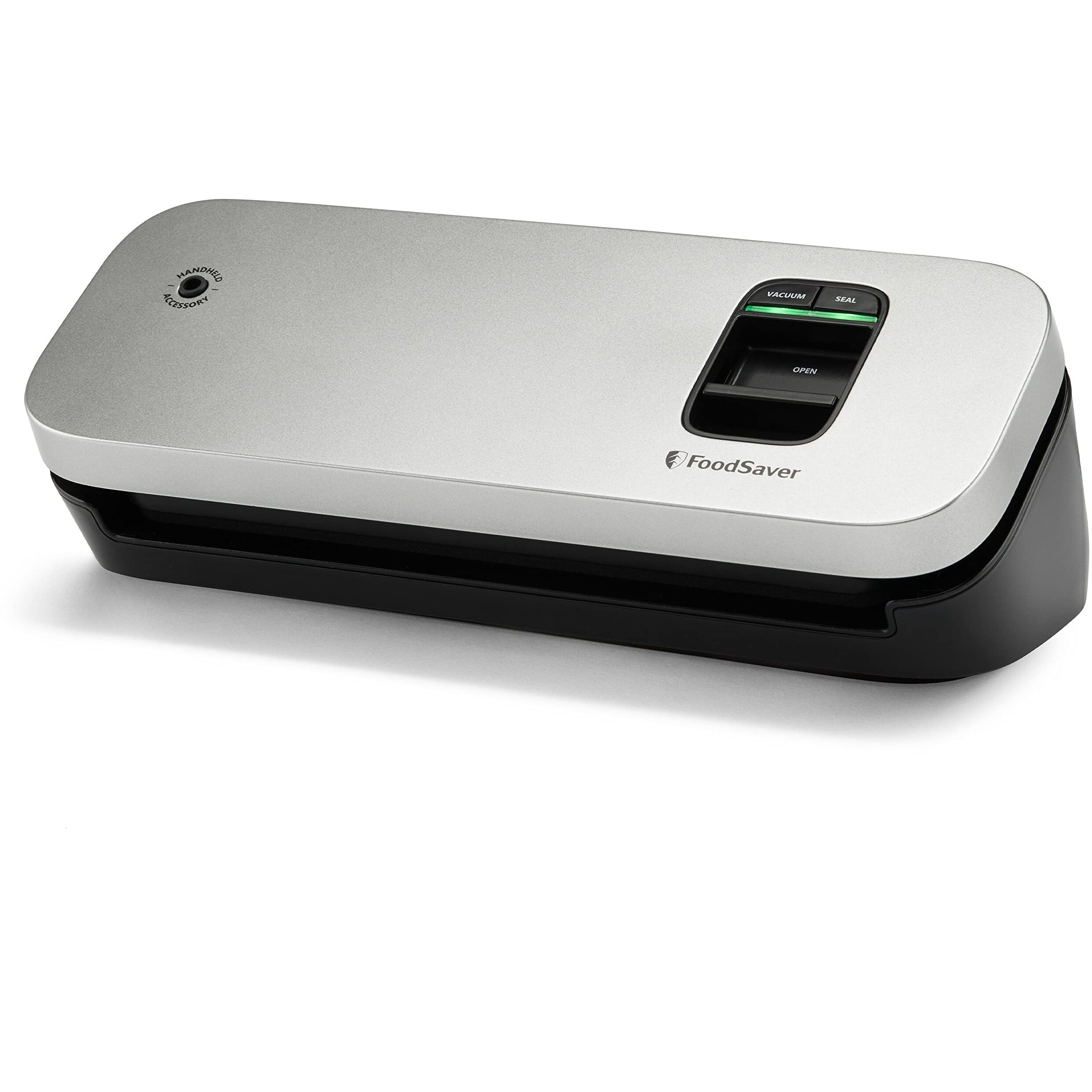 Foodsaver Space Saving Vacuum Sealer Machine With Sealer Bags And Roll For Airtight Food Storage And Sous Vide, Silver