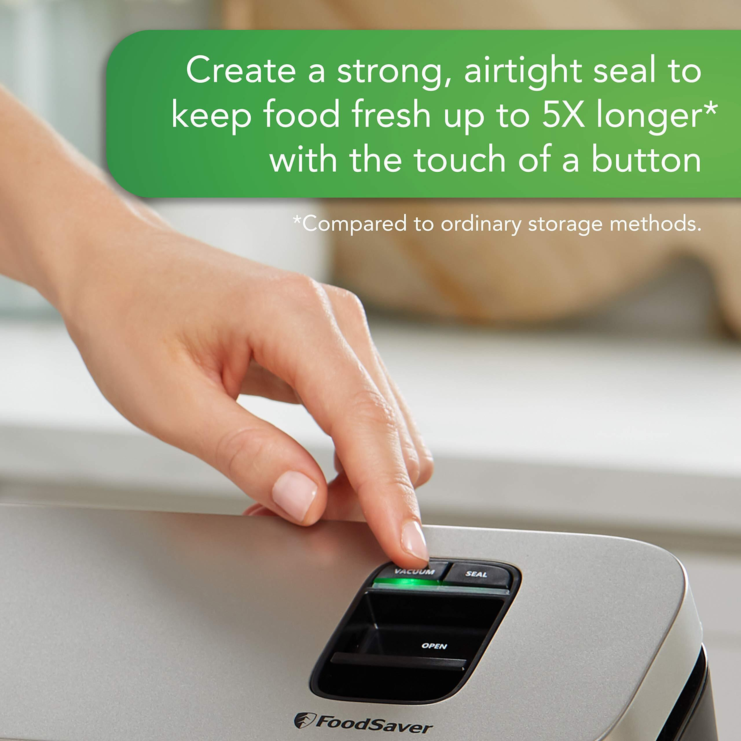 Foodsaver Space Saving Vacuum Sealer Machine With Sealer Bags And Roll For Airtight Food Storage And Sous Vide, Silver
