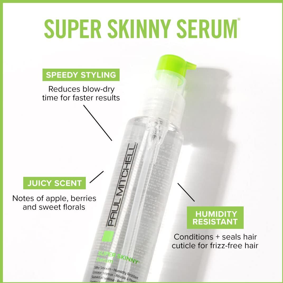 Paul Mitchell Super Skinny Serum, Speeds Up Drying Time, Humidity Resistant, For Frizzy Hair, 5.1 Fl Oz