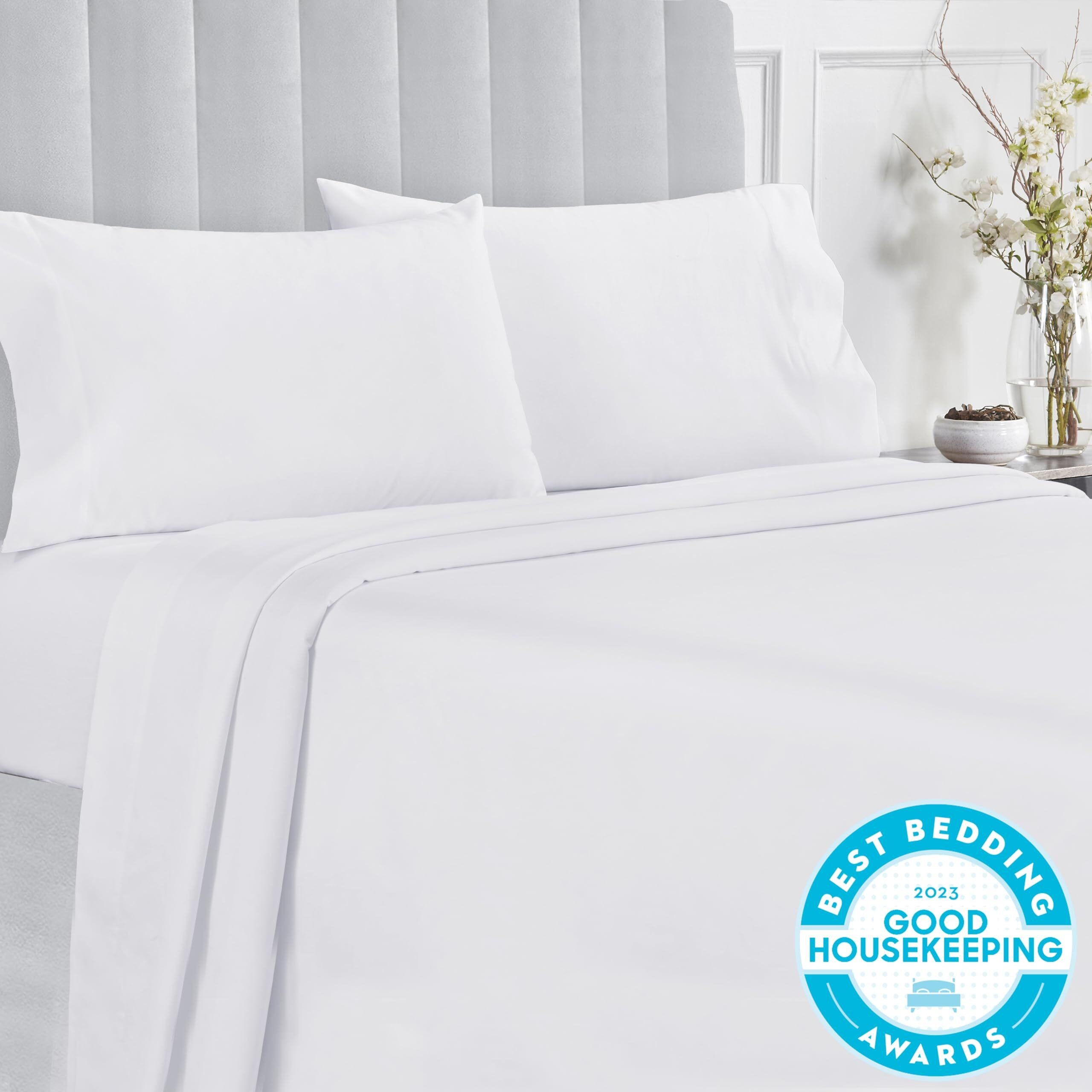California Design Den 400 Thread Count 100% Cotton Sheets, King Size Sheet Set, Luxury Sheets & Pillowcases, Breathable Bedding For King Bed, Sateen King Bed Sheets With Deep Pockets (Antique White)