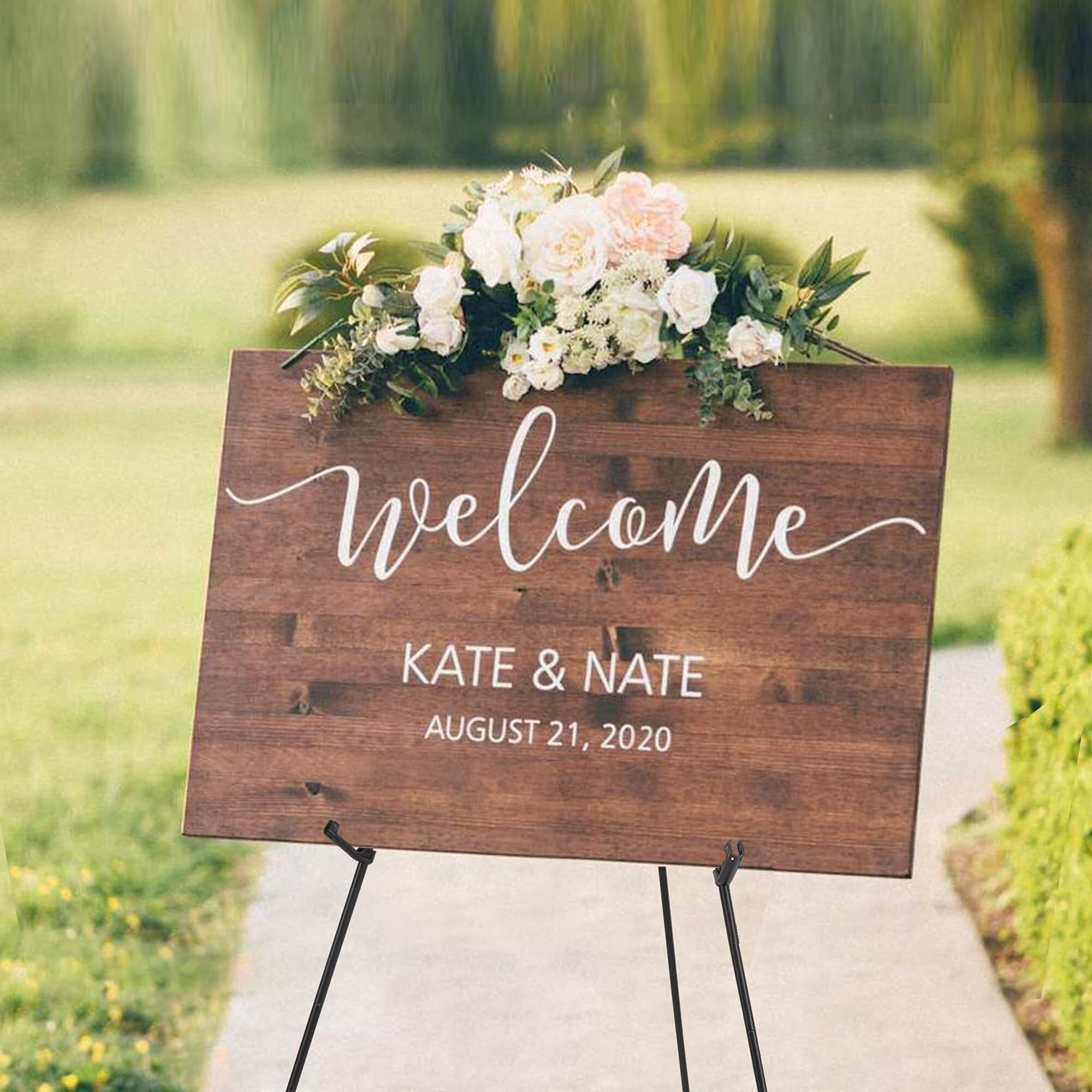Starhoo Easel Stand For Wedding Sign & Poster Display 63'' Portable Art Easel For Floor Adjustable Metal Easel Black